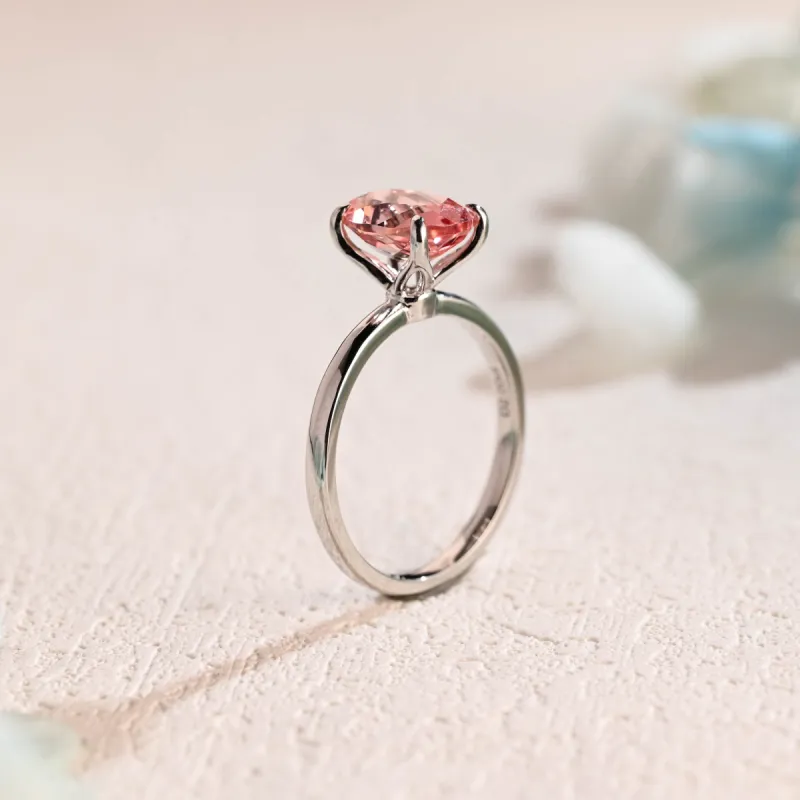 CausYou Solid Gold Tulip Oval Cut Lab Grown Pink Sapphire Engagement Ring sold by Causyou