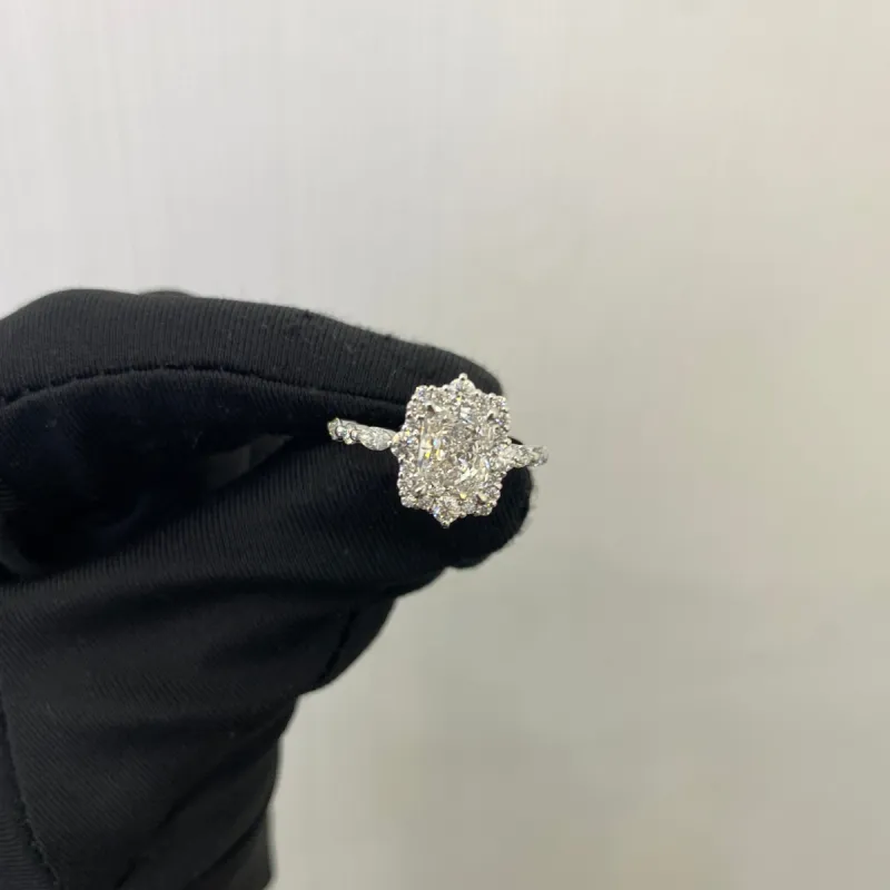 Custom Order for Will Middlebrooks: IGI Certified Radiant Lab Grown Diamond Engagement Ring with Moissanite Side Stones in 14K Gold sold by Causyou