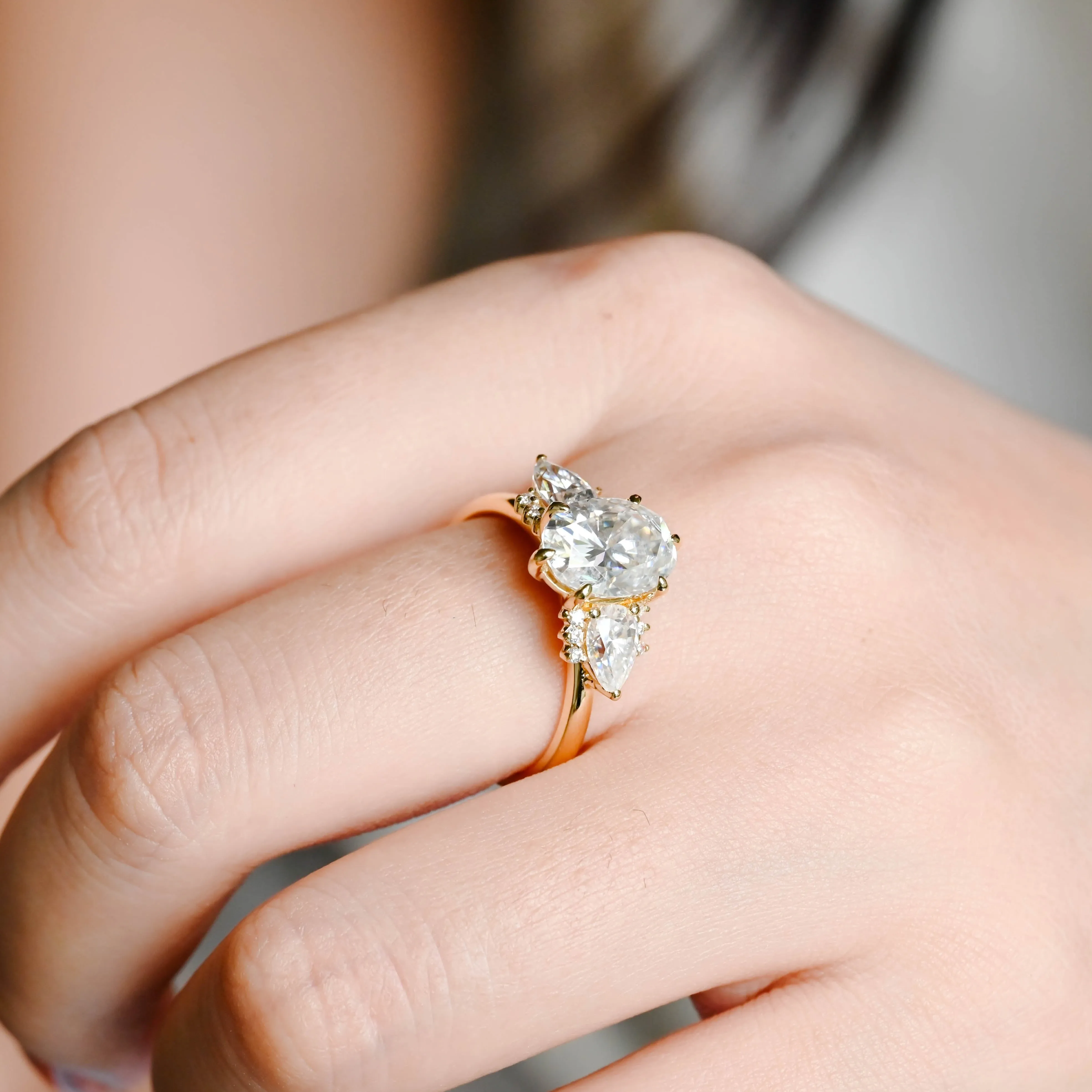 Solid Gold Oval Cut Moissanite Engagement Ring, Promise Ring, Proposal Ring, Gift for Woman, Wife sold by Causyou product image thumbnail 2