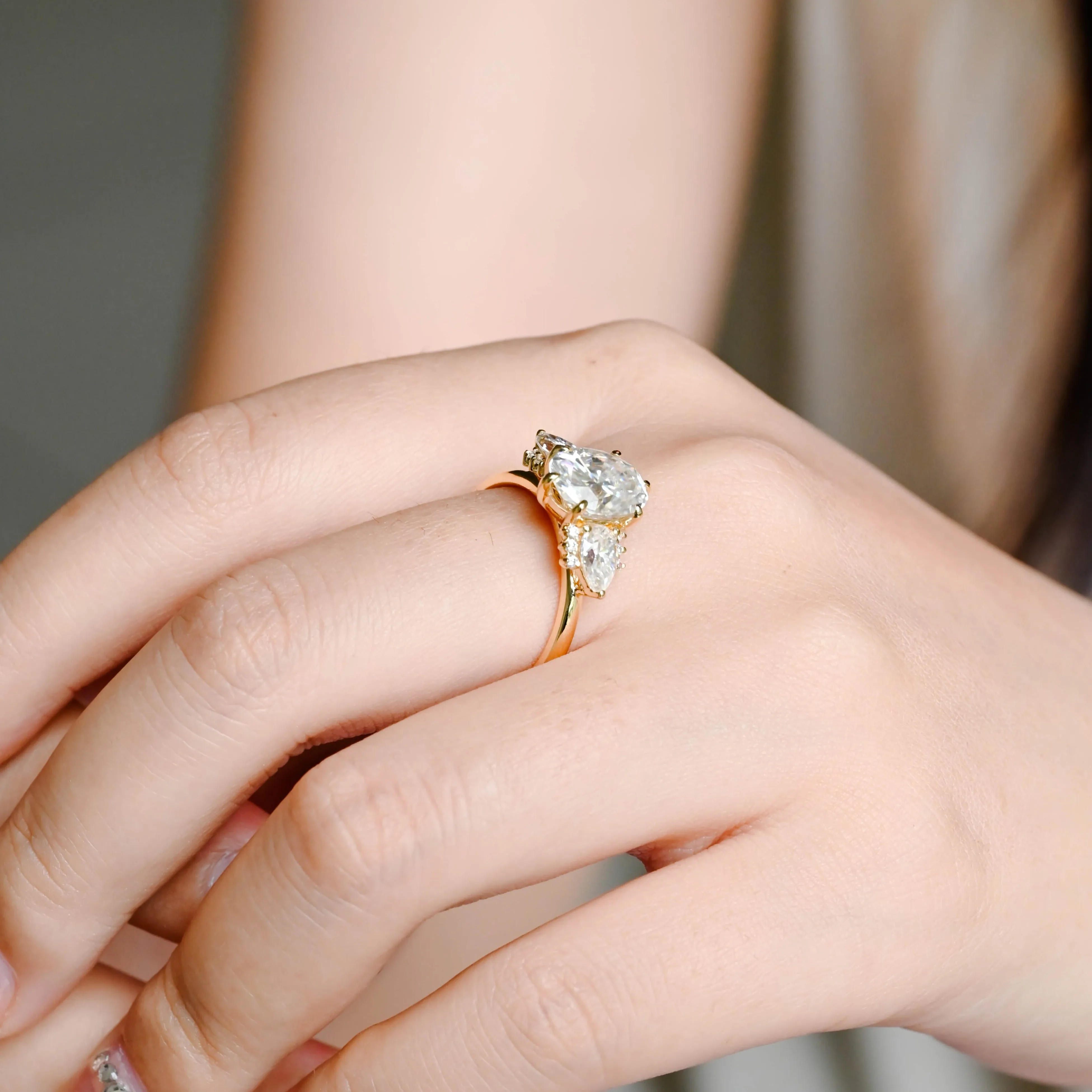 Solid Gold Oval Cut Moissanite Engagement Ring, Promise Ring, Proposal Ring, Gift for Woman, Wife sold by Causyou product image thumbnail 4