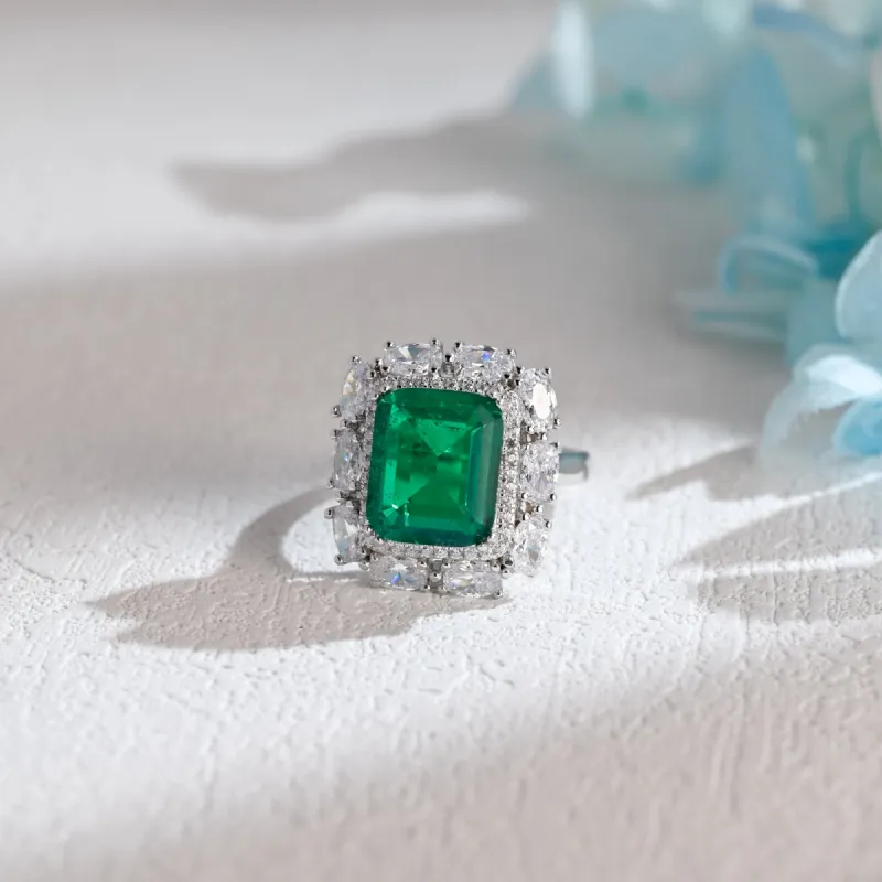 Solid Gold Lab Grown Emerald Engagement Ring, Promise Ring, Proposal Ring sold by Causyou