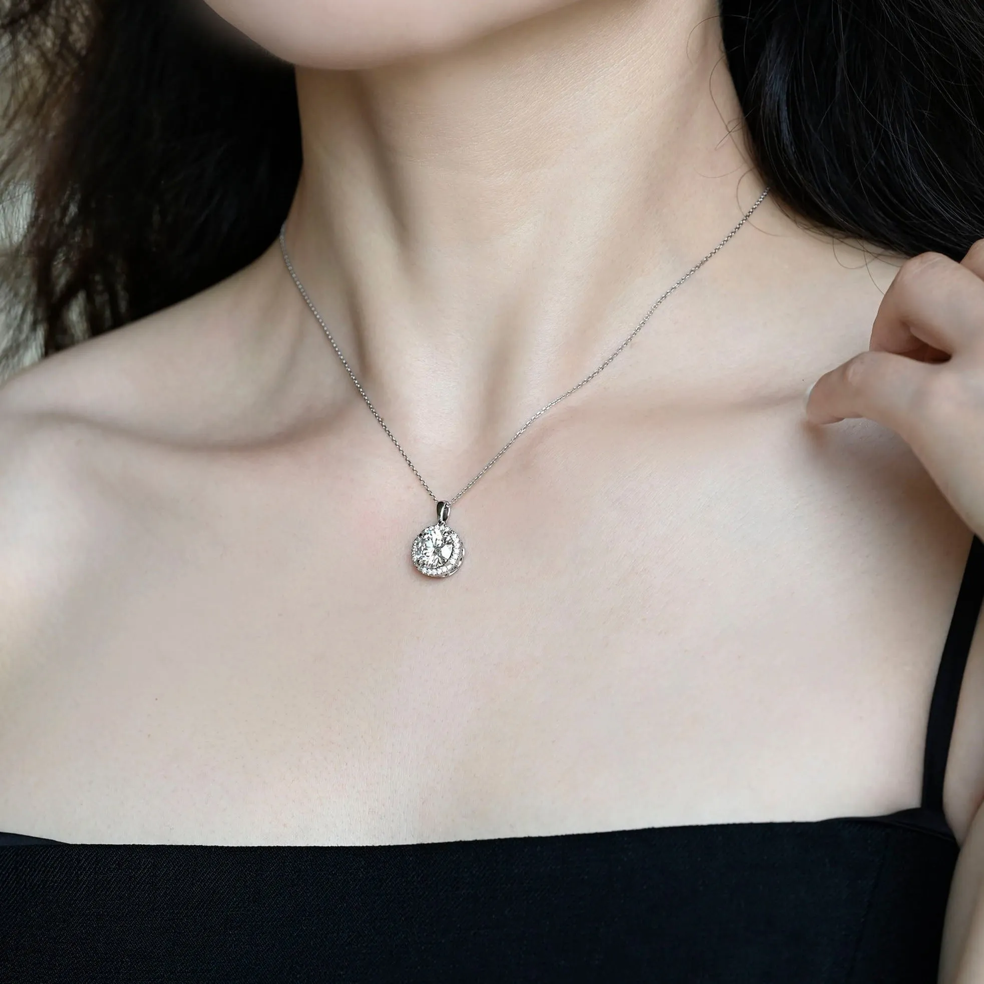 Solid Gold Round Cut Moissanite Pendant, Wedding Necklace, Anniversary Gift for Women, Wife sold by Causyou product image thumbnail 2