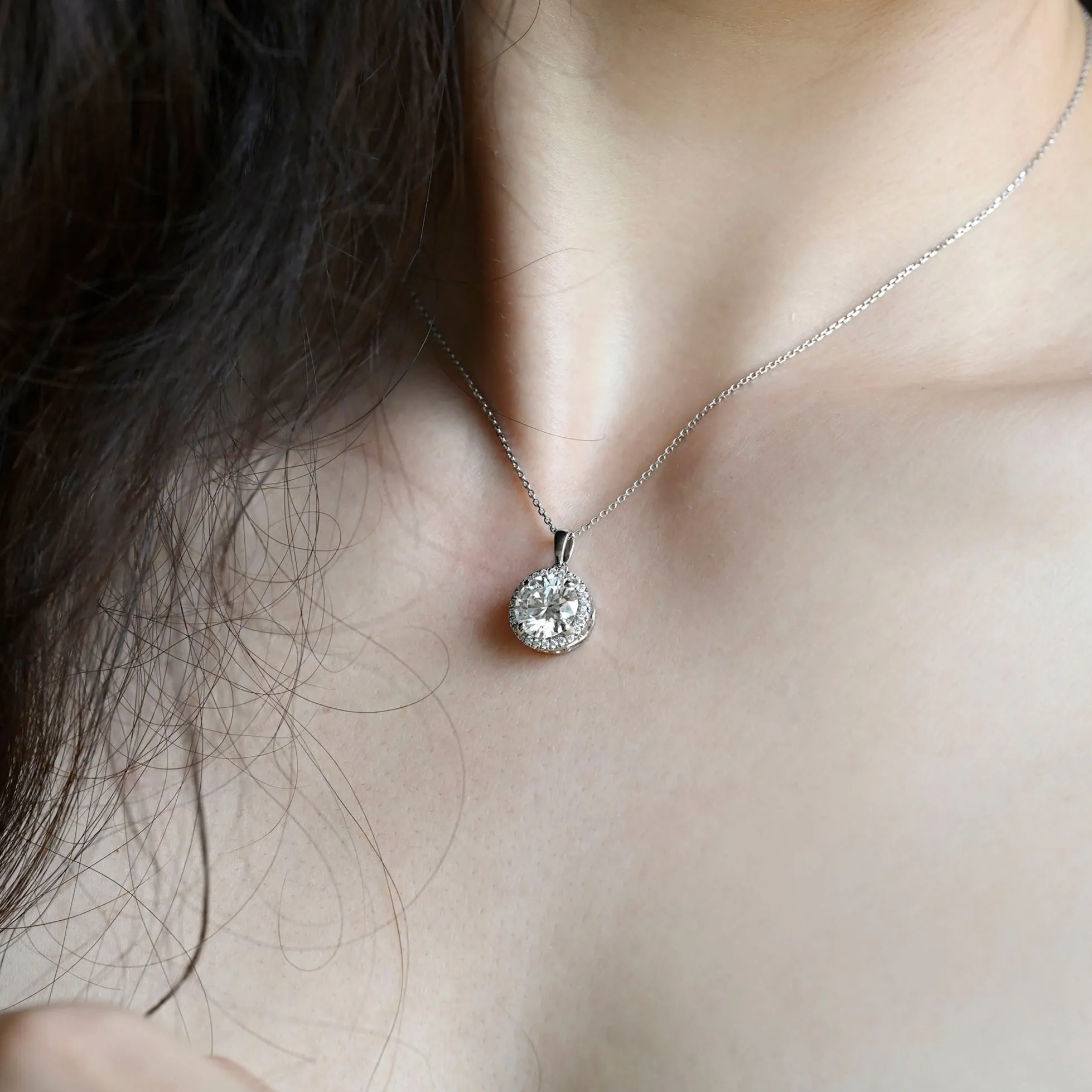 Solid Gold Round Cut Moissanite Pendant, Wedding Necklace, Anniversary Gift for Women, Wife sold by Causyou