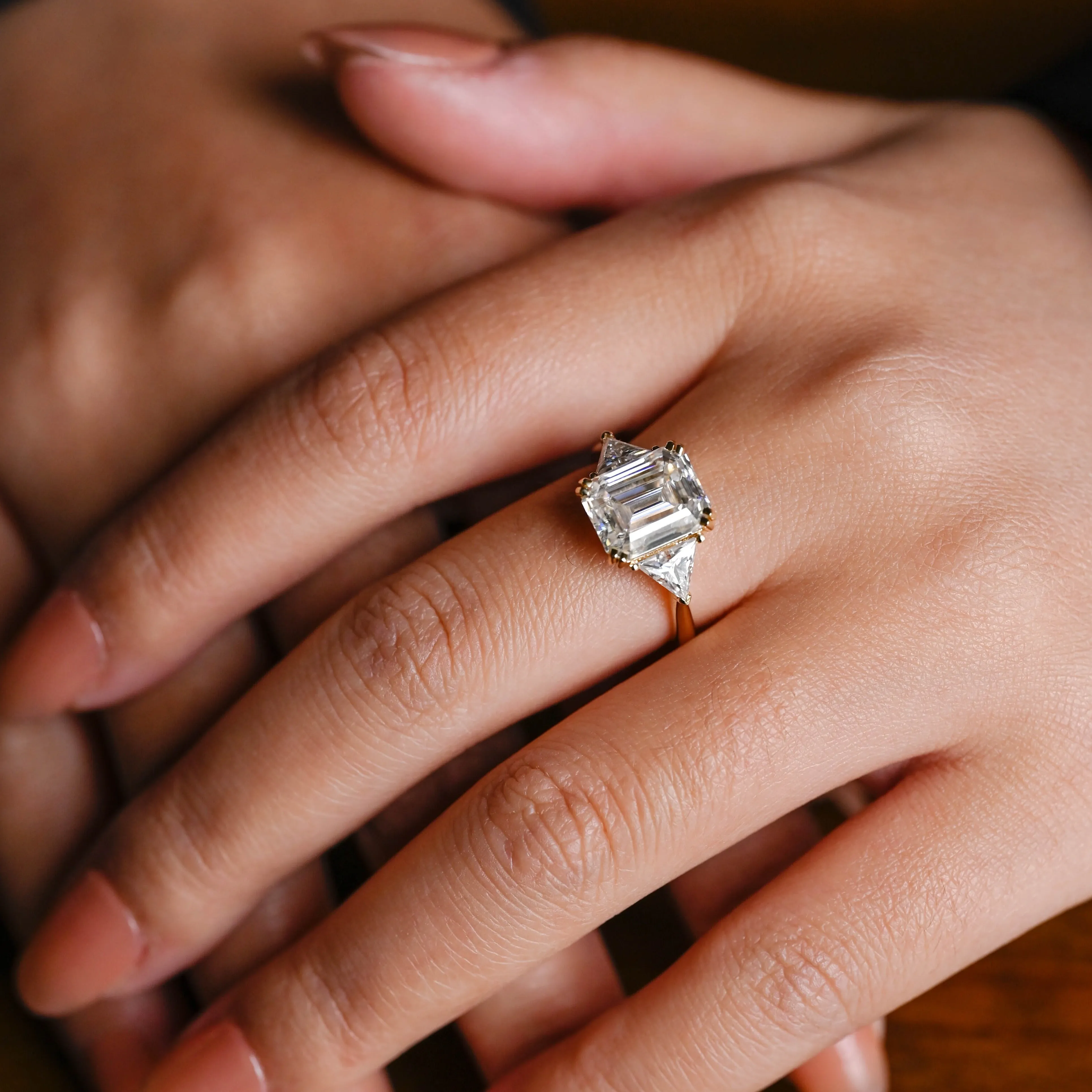 CausYou Solid Gold Emerald Cut Moissanite Engagement Ring, Promise Ring, Proposal Ring, Gift for Woman, Wife sold by Causyou product image thumbnail 3