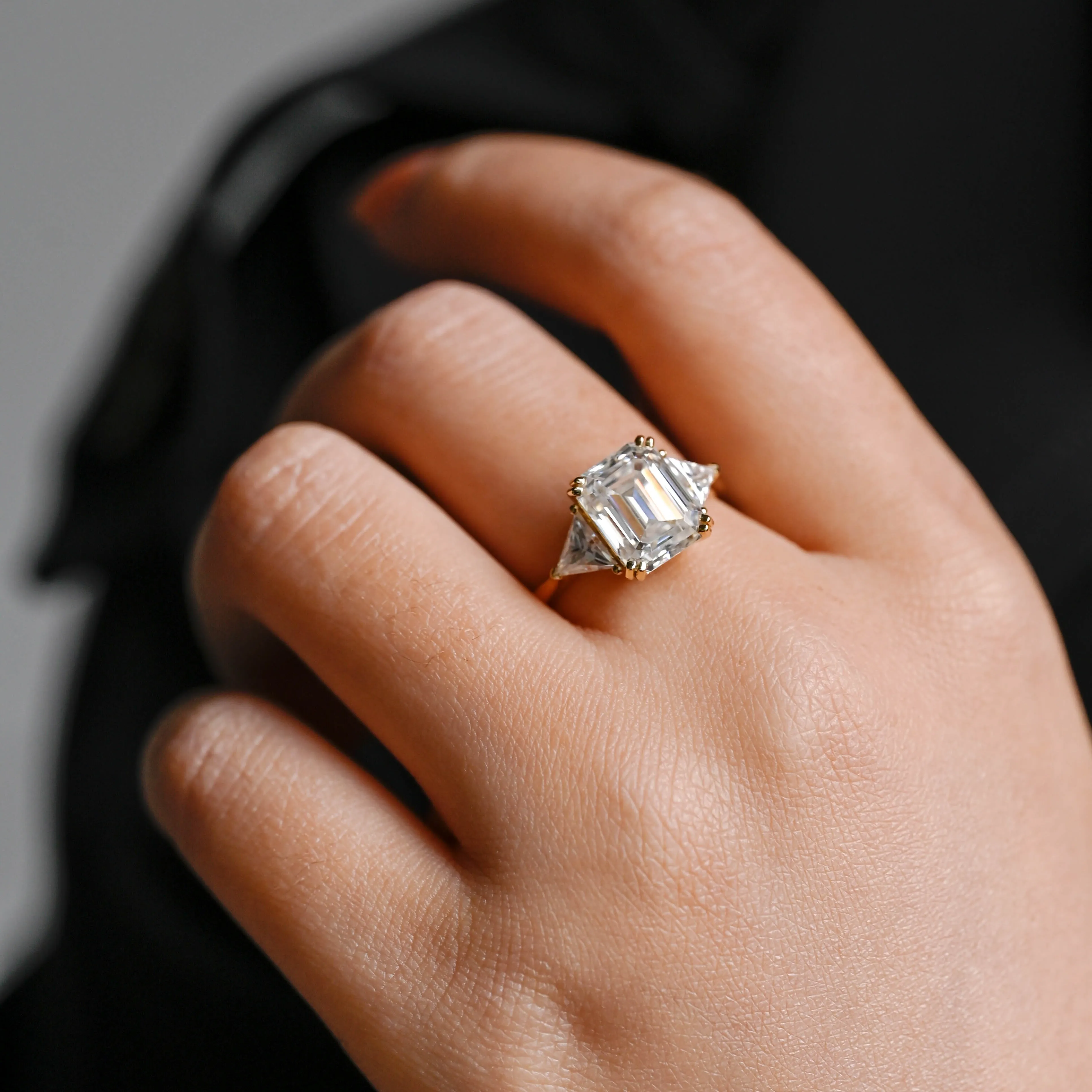 CausYou Solid Gold Emerald Cut Moissanite Engagement Ring, Promise Ring, Proposal Ring, Gift for Woman, Wife sold by Causyou product image thumbnail 2