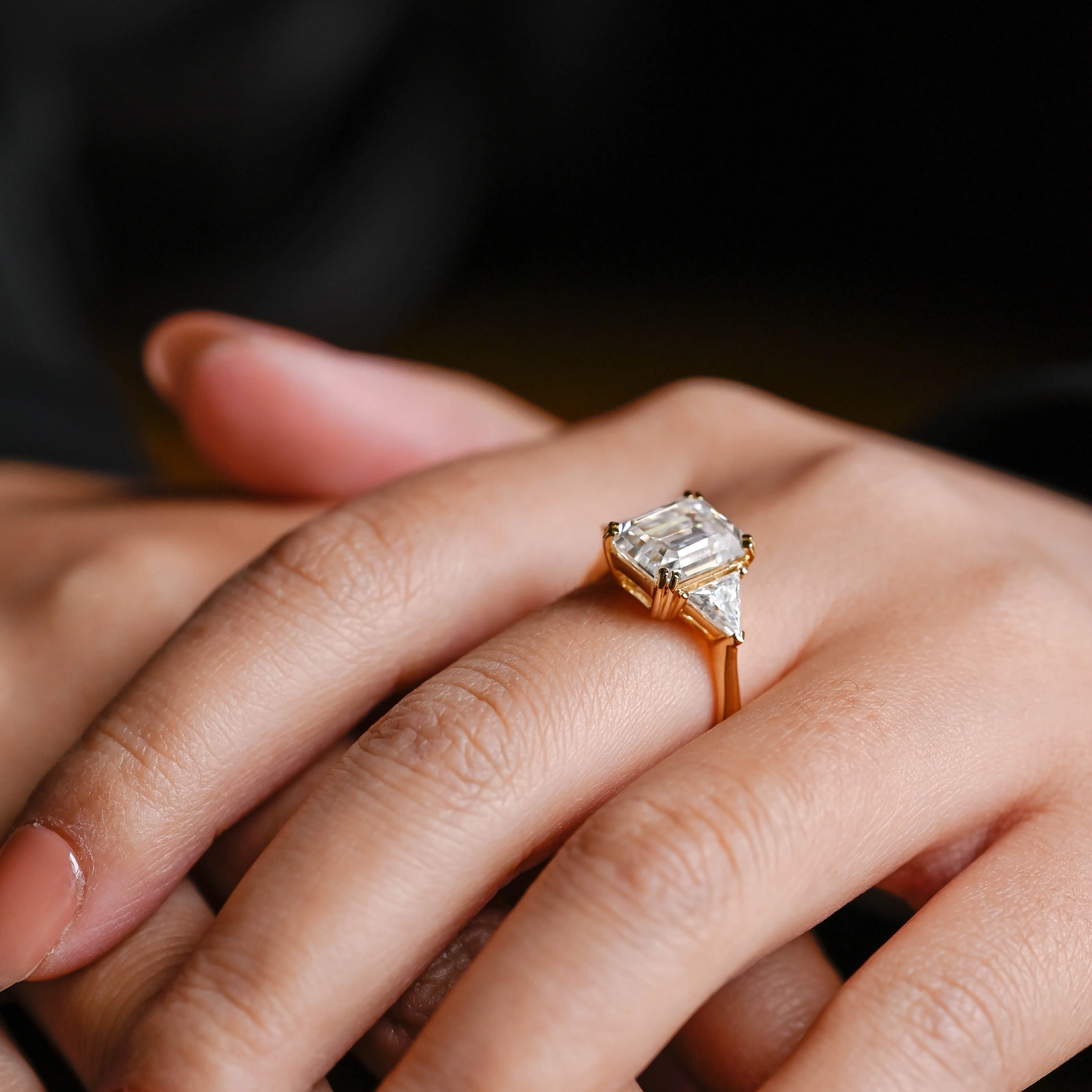 CausYou Solid Gold Emerald Cut Moissanite Engagement Ring, Promise Ring, Proposal Ring, Gift for Woman, Wife sold by Causyou product image thumbnail 4