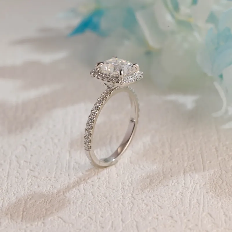 Solid Gold Cushion Cut Moissanite Engagement Ring, Wedding Ring, Promise Ring, Gift for Women Wife sold by Causyou