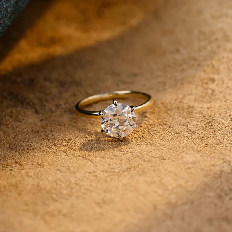 CausYou Solid Gold D/VS1 Two Tone Round Cut Lab Grown Diamond Ring, Engagement Ring, Wedding Promise Ring for Her sold by Causyou
