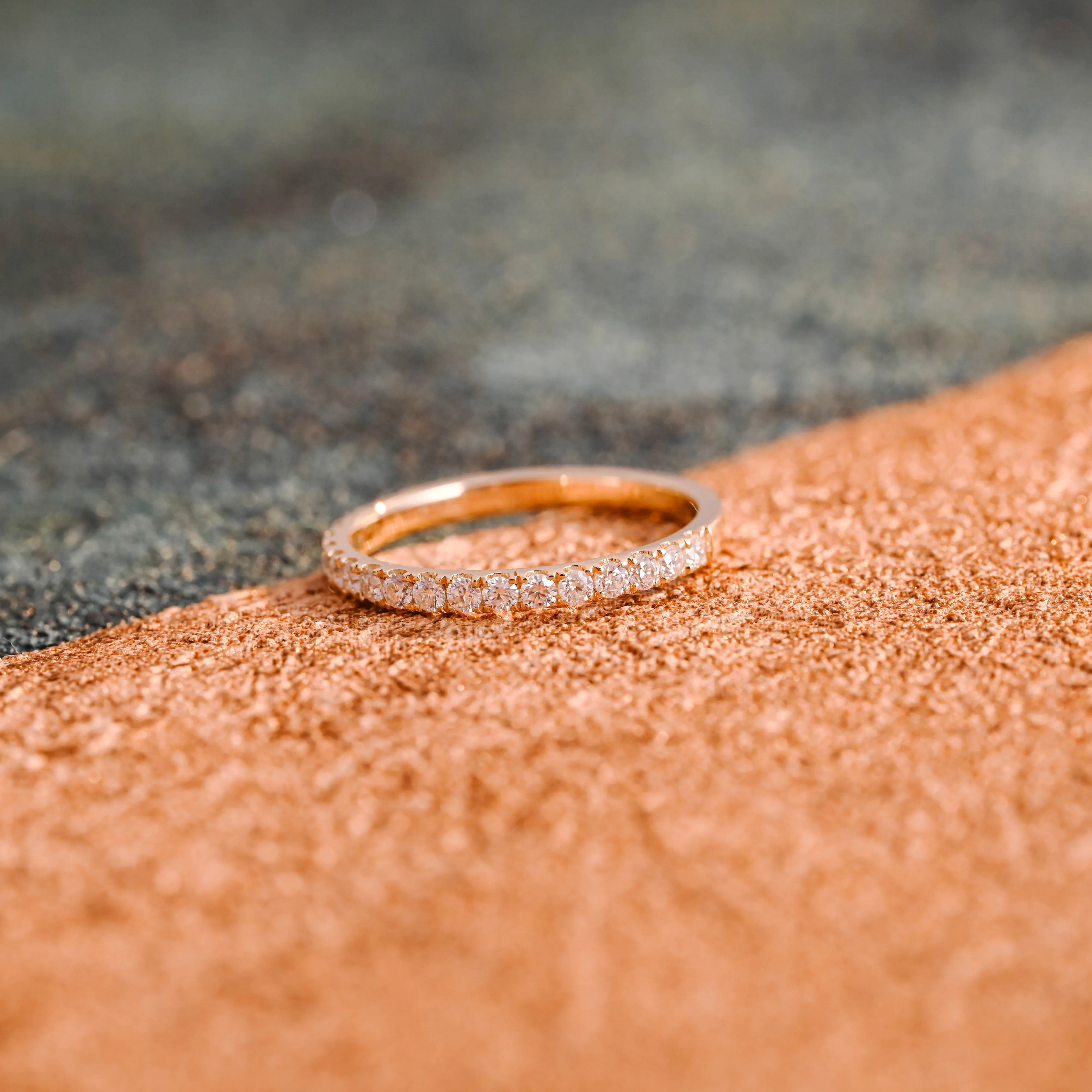 CausYou Solid Gold Lab Grown Diamond Wedding Band, Half Eternity Diamond Matching Band sold by Causyou