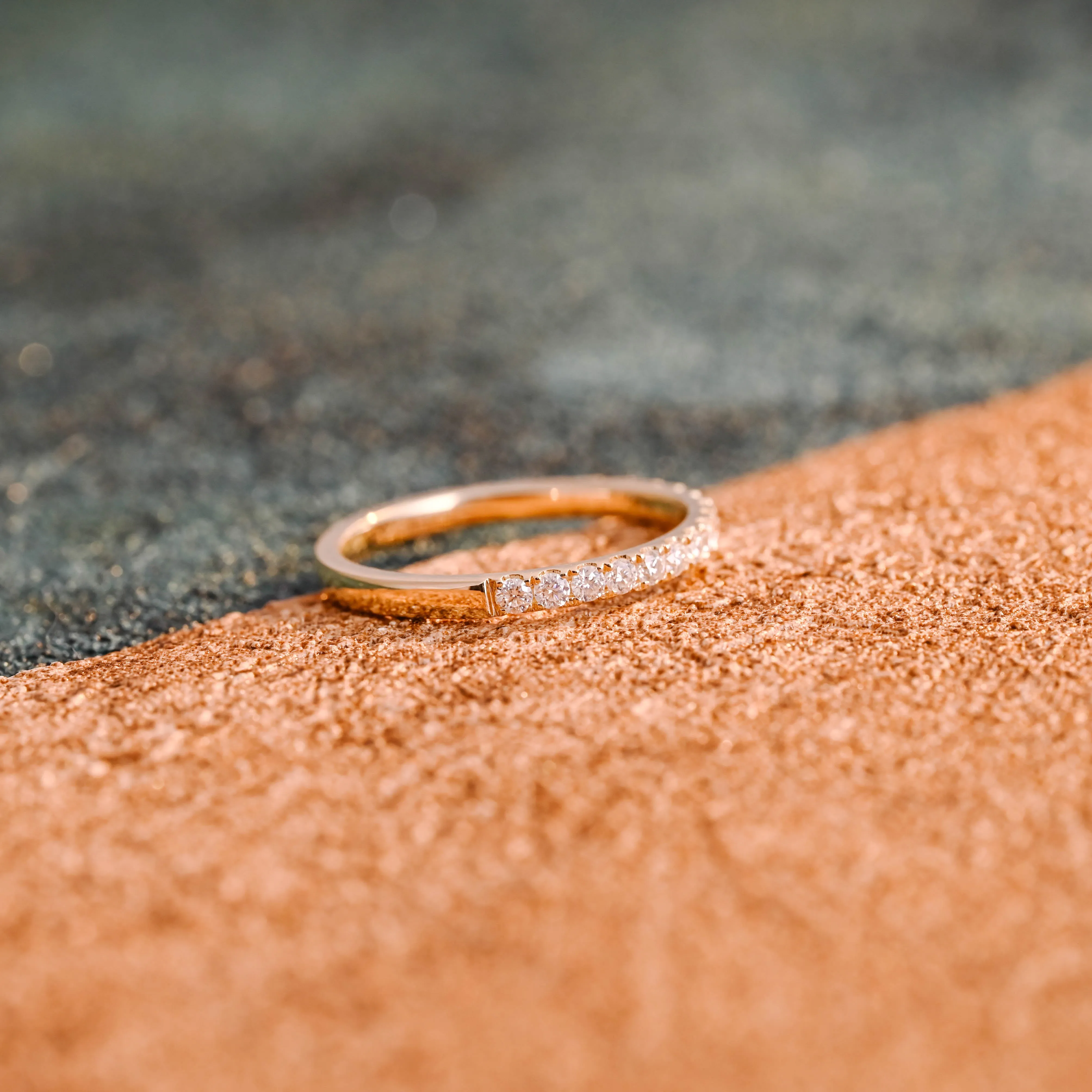 CausYou Solid Gold Lab Grown Diamond Wedding Band, Half Eternity Diamond Matching Band sold by Causyou product image thumbnail 5