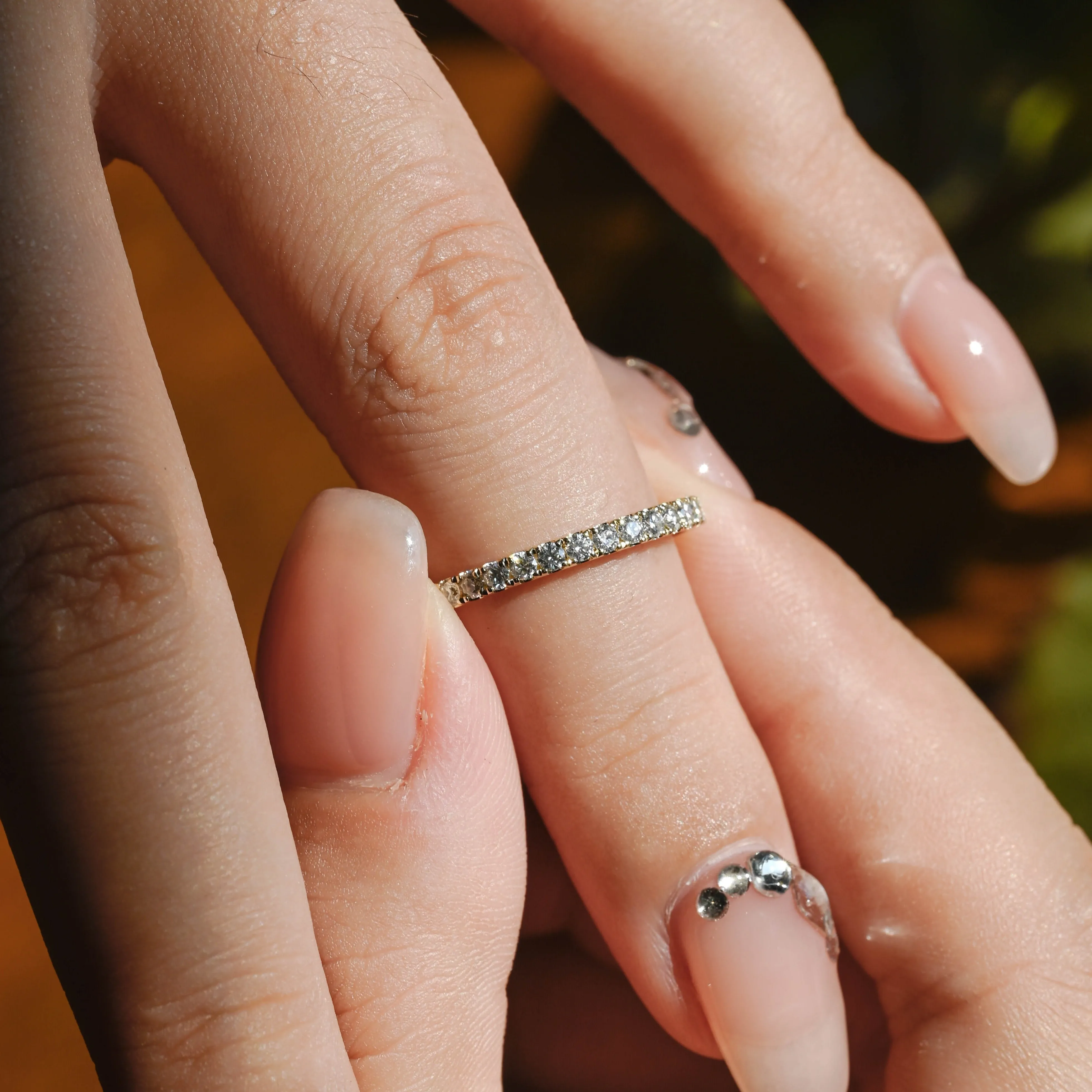 CausYou Solid Gold Lab Grown Diamond Wedding Band, Half Eternity Diamond Matching Band sold by Causyou product image thumbnail 3