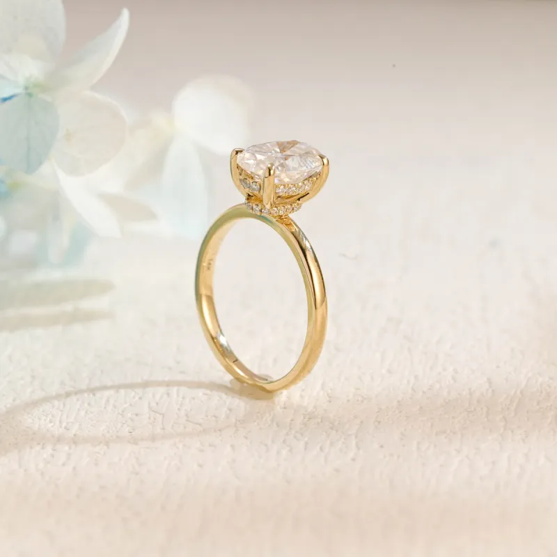Solid Gold Double Halo Oval Cut Moissanite Engagement Ring sold by Causyou