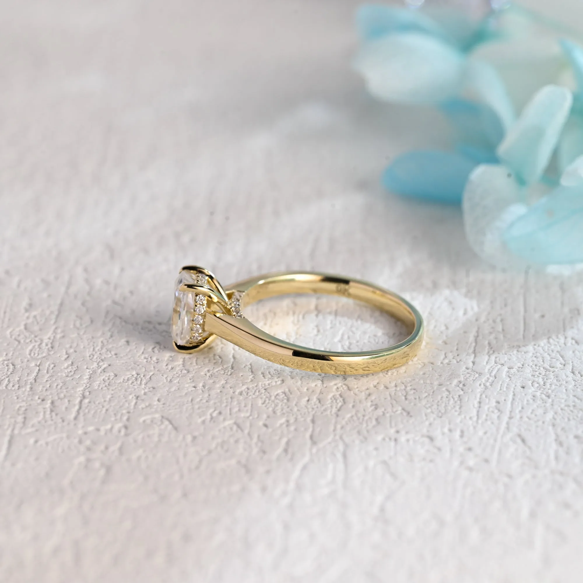Solid Gold Elongated Cushion Cut Moissanite Engagement Ring, Crushed Ice Cut Moissanite Promise Ring for Women Wife sold by Causyou product image thumbnail 5