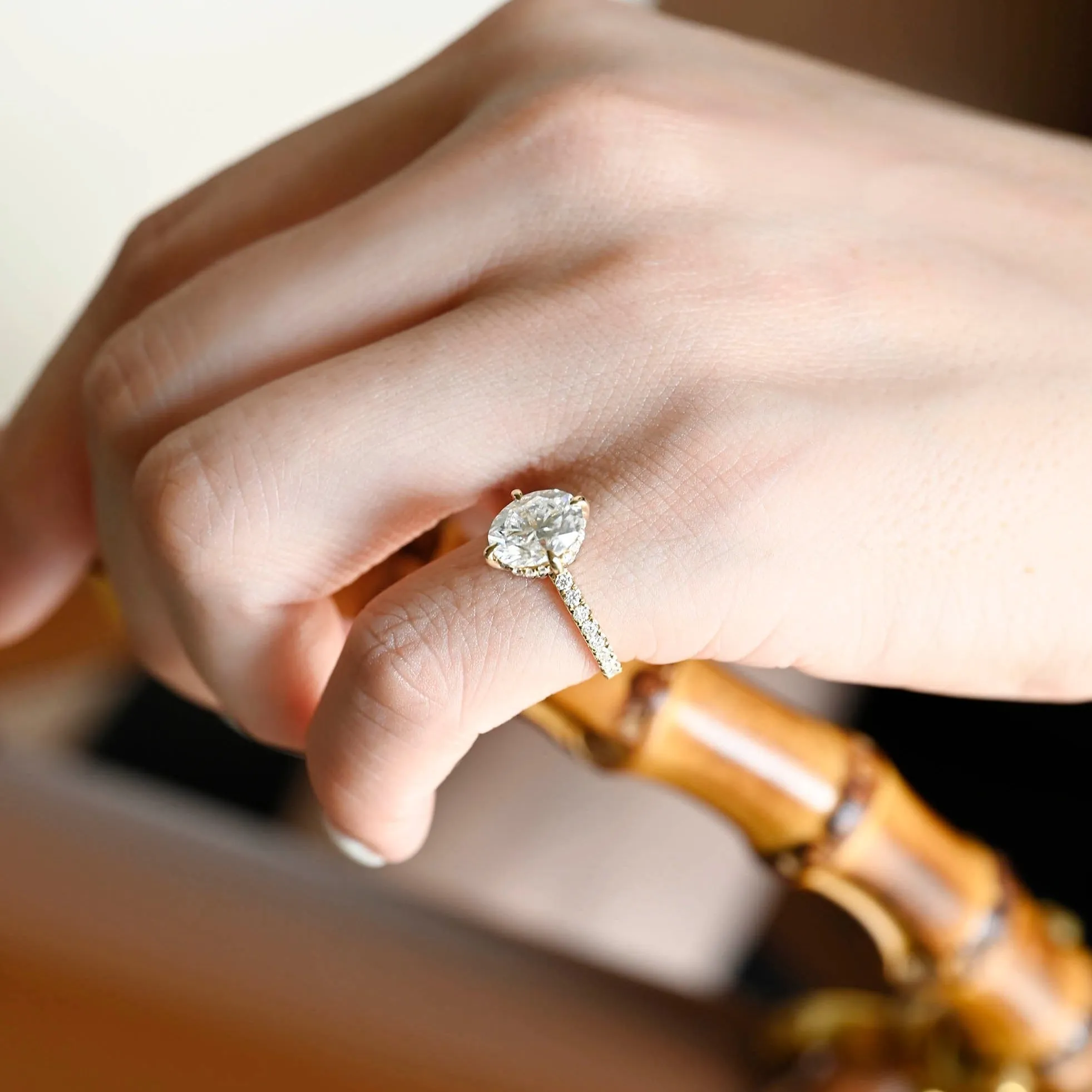 CausYou Solid Gold Oval Cut Moissanite Engagement Ring, Double Hidden Halo Promise Ring, Proposal Ring, Gift for Woman, Wife sold by Causyou product image thumbnail 4