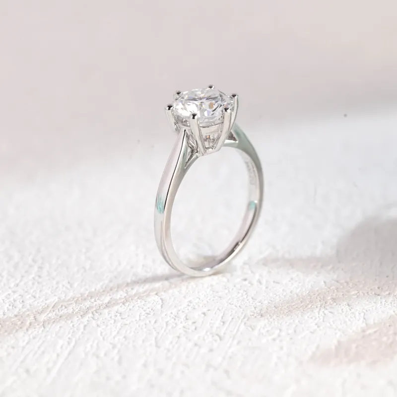 Solid Gold Round Cut Moissanite Engagement Ring, Solitaire Wedding Ring sold by Causyou