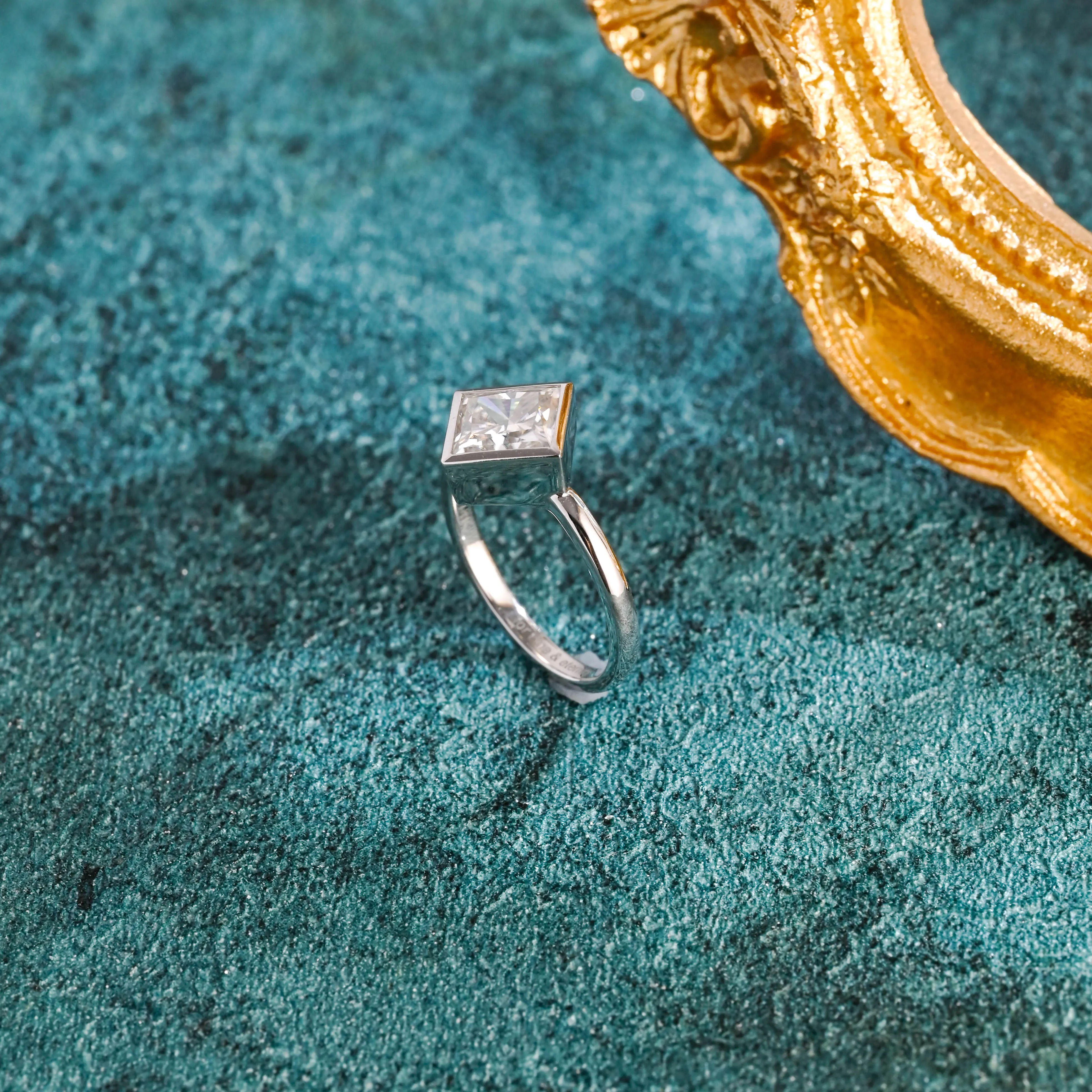 CausYou Solid Gold D/VS1 Bezel Set Princess Cut Lab Grown Diamond Engagement Ring, Square Cut Wedding Ring sold by Causyou product image thumbnail 5