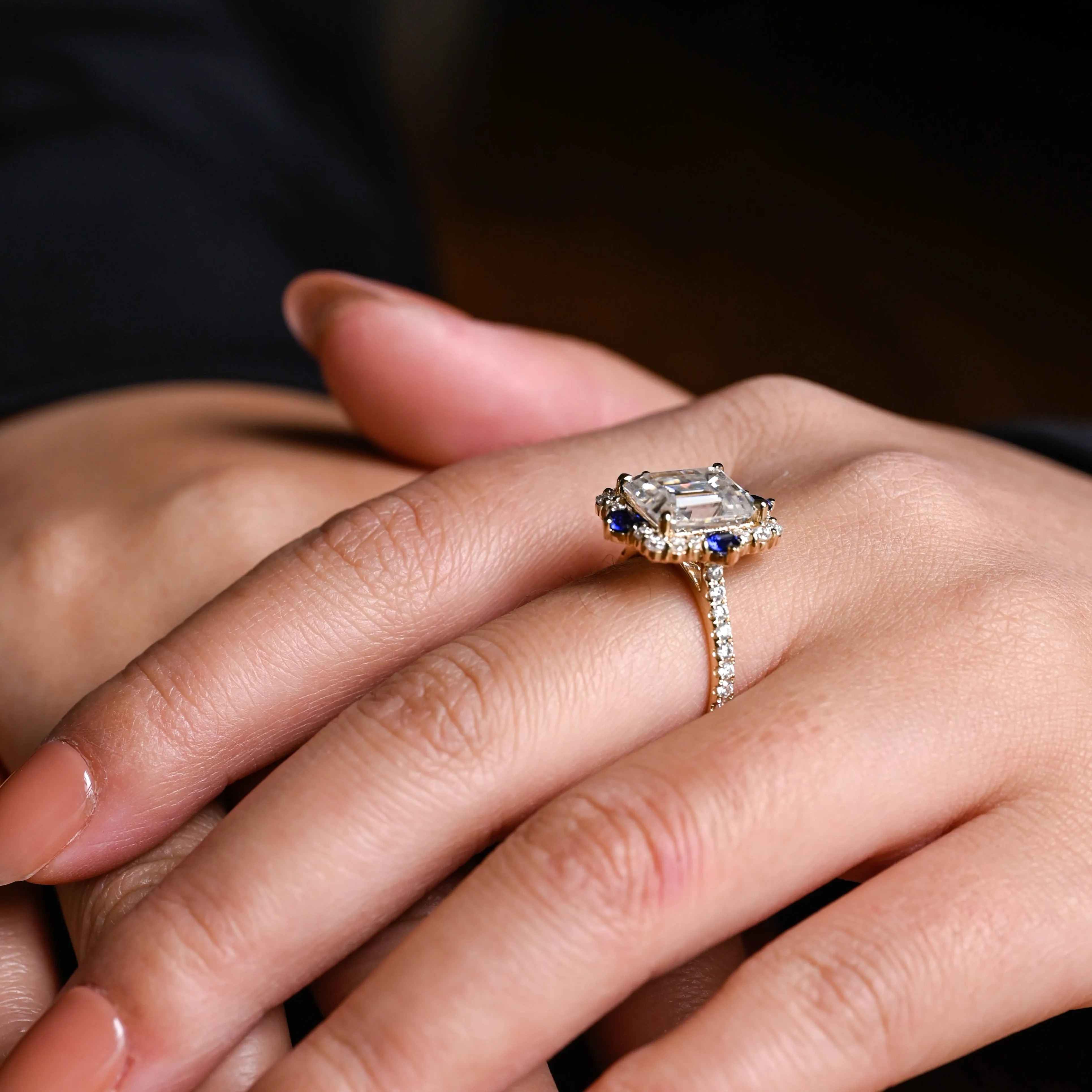 Solid Gold Emerald Cut Moissanite Engagement Ring, Promise Ring, Proposal Ring, Gift for Women, Wife sold by Causyou product image thumbnail 4