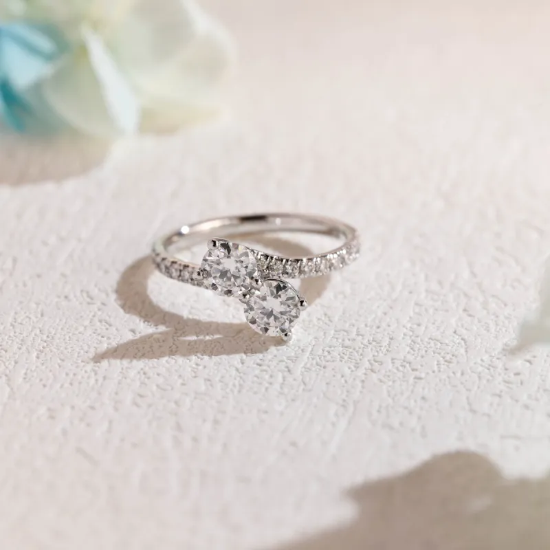 Solid Gold Toi Et Moi Ring, Round Cut Moissanite Engagement Ring, Promise Ring, Gift for Woman, Wife sold by Causyou