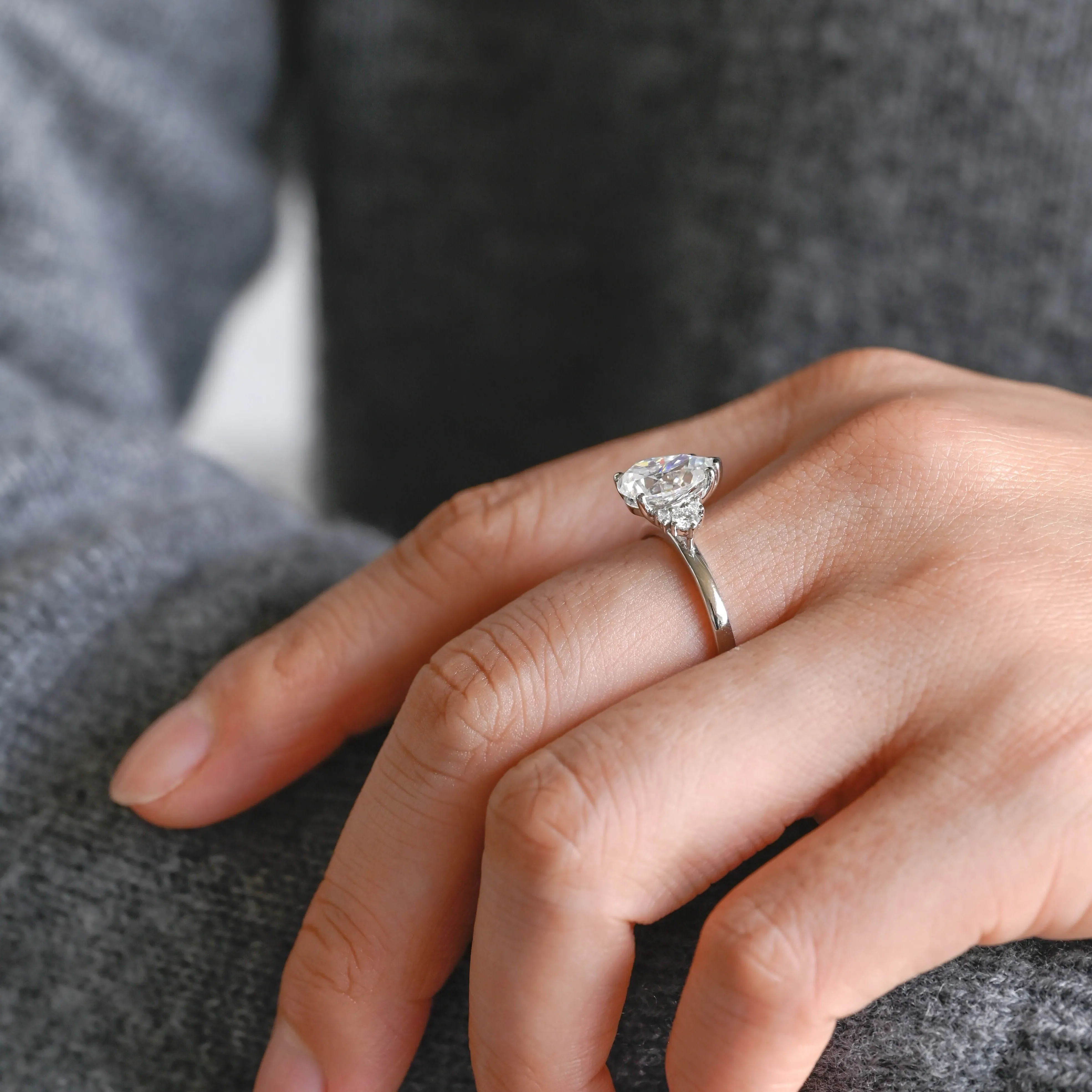 Solid Gold Pear Cut Moissanite Engagement Ring, Wedding Ring, Proposal Ring, Gift for Women Wife sold by Causyou product image thumbnail 4