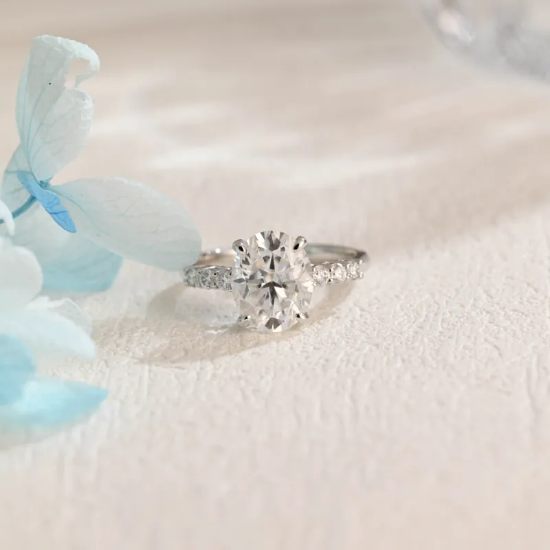 Solid Gold Oval Cut Moissanite Engagement Ring, Promise Ring, Proposal Ring, Gift for Woman, Wife sold by Causyou