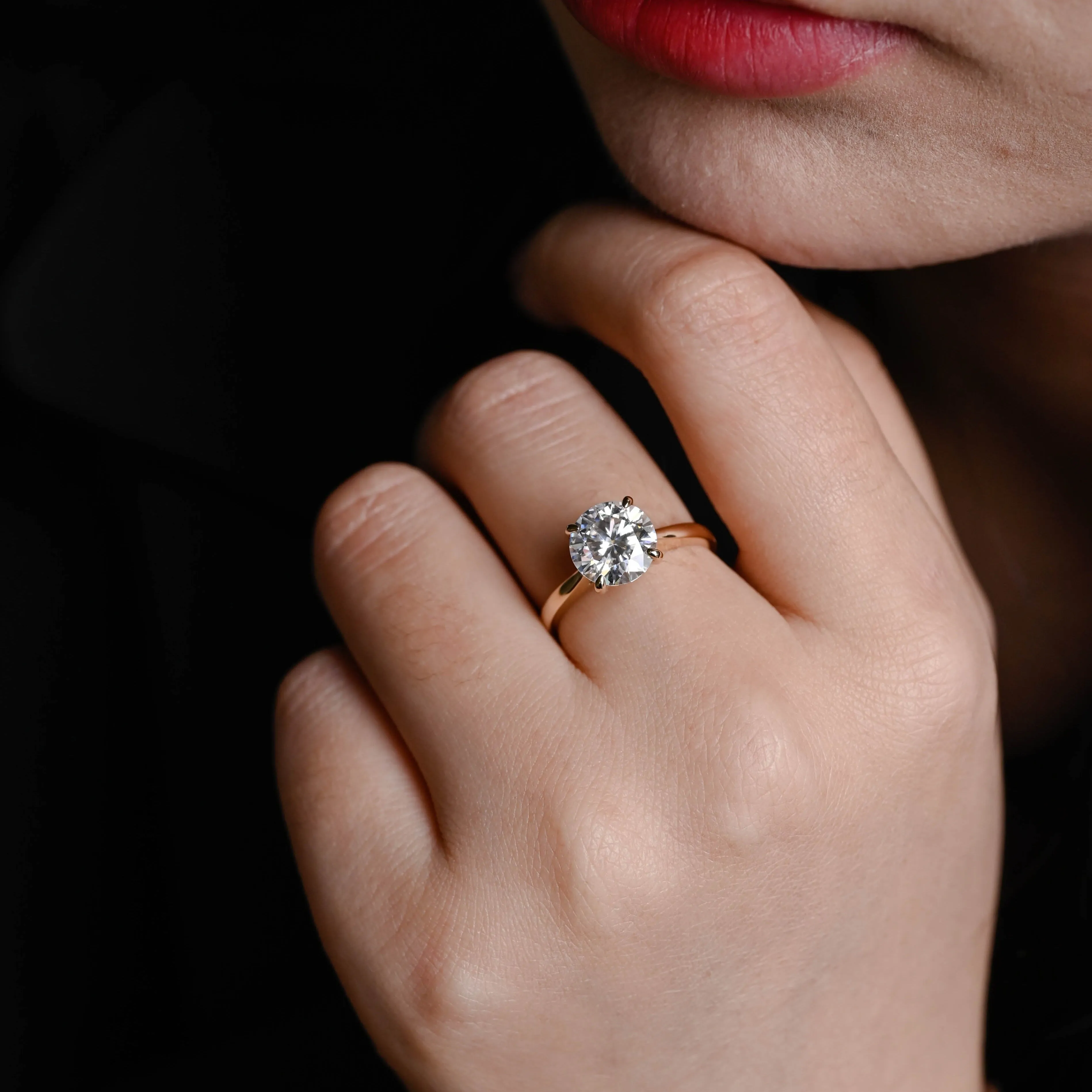 Solid Gold Round Cut Moissanite Engagement Ring, Solitaire Pomise Ring, Proposal Ring sold by Causyou product image thumbnail 2