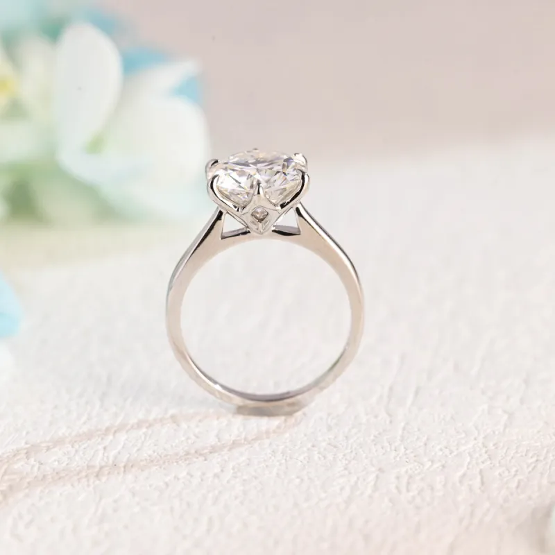Solid Gold Round Cut Moissanite Engagement Ring, Lotus Setting Promise Ring, Proposal Ring, Gift for Women Wife sold by Causyou