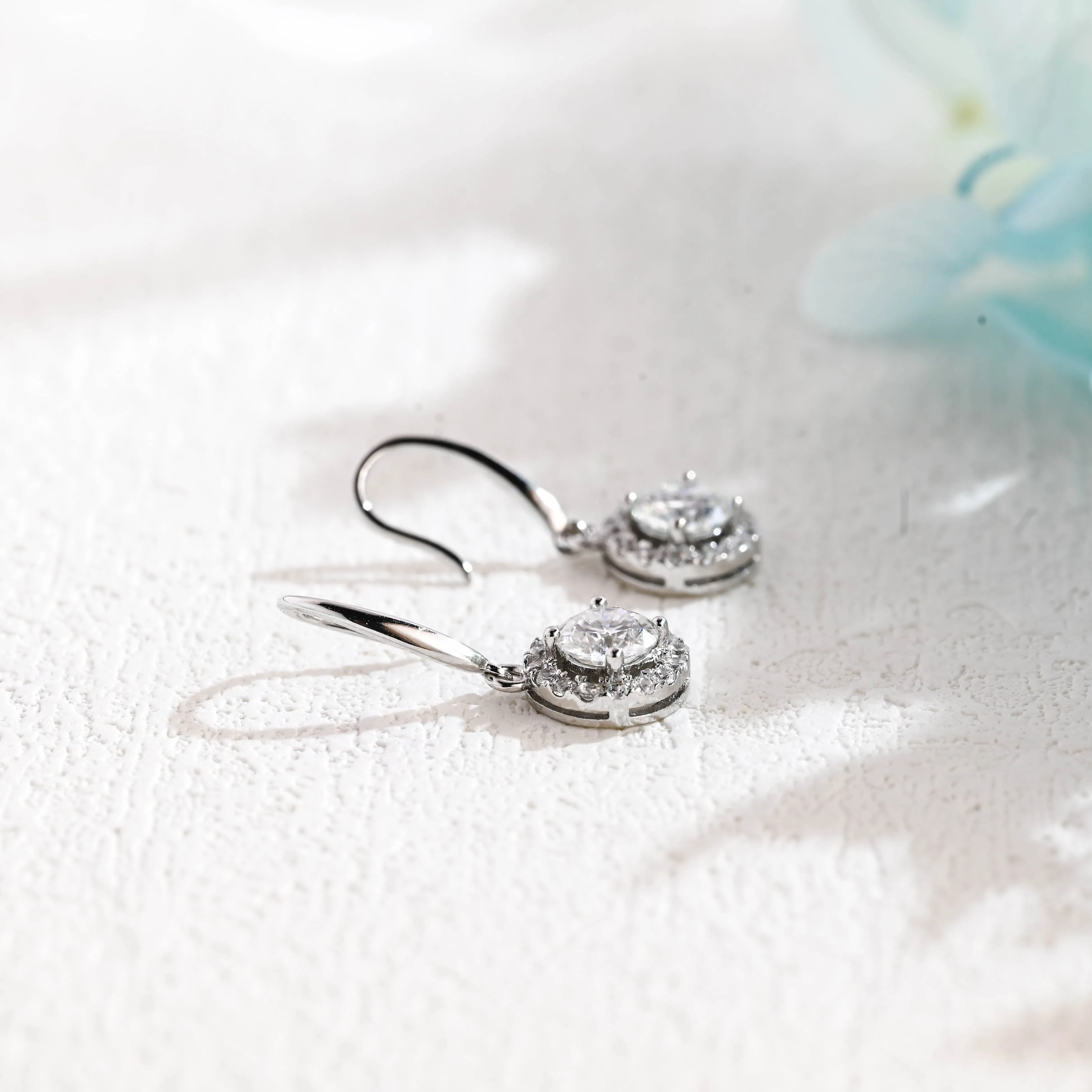 Solid Gold Round Cut Moissanite Earrings, Dangle Earrings, Anniversary Gift for Women, Wife sold by Causyou product image thumbnail 5