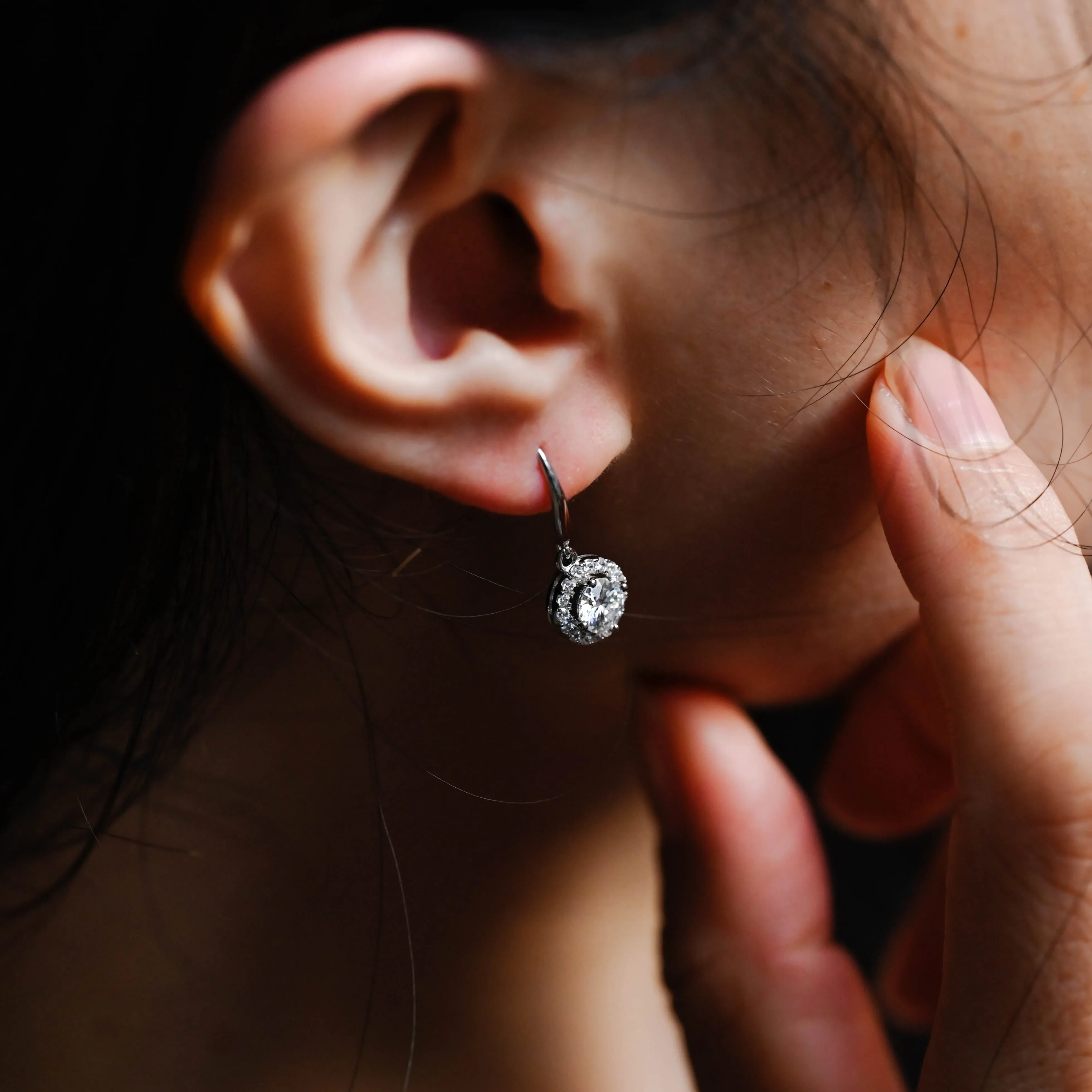 Solid Gold Round Cut Moissanite Earrings, Dangle Earrings, Anniversary Gift for Women, Wife sold by Causyou product image thumbnail 3