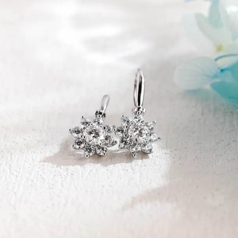 Solid Gold Round Cut Moissanite Earrings, Dangle Earrings, Anniversary Gift for Women sold by Causyou