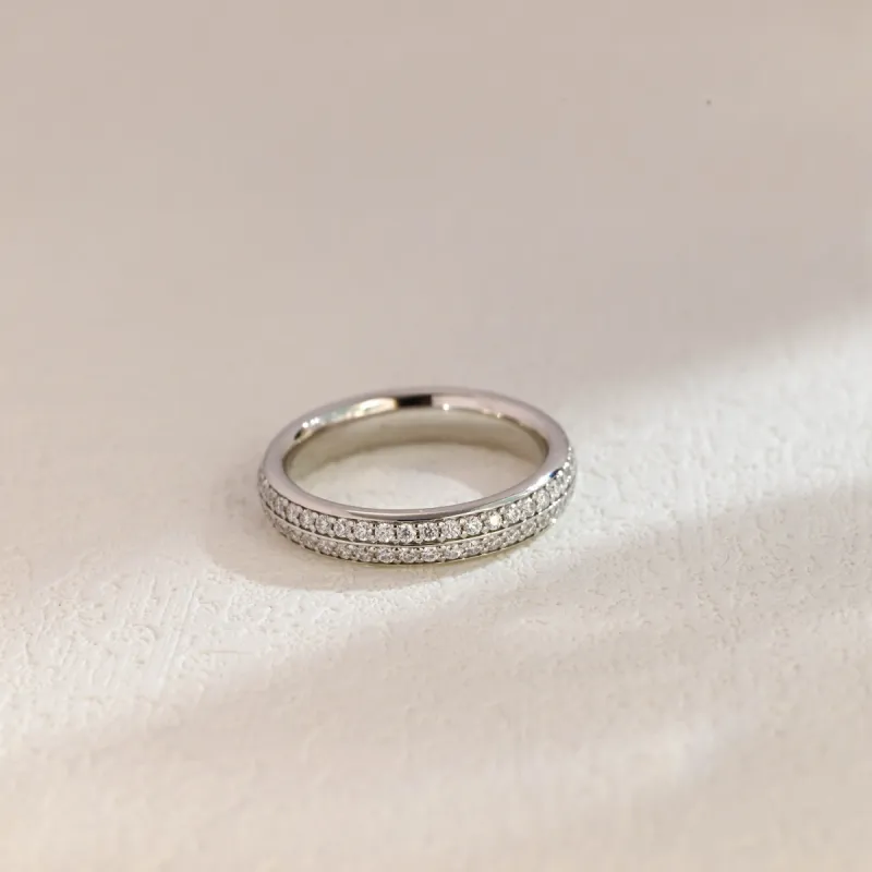 Solid Gold Full Eternity 4mm Width Round Cut Moissanite Wedding Band sold by Causyou