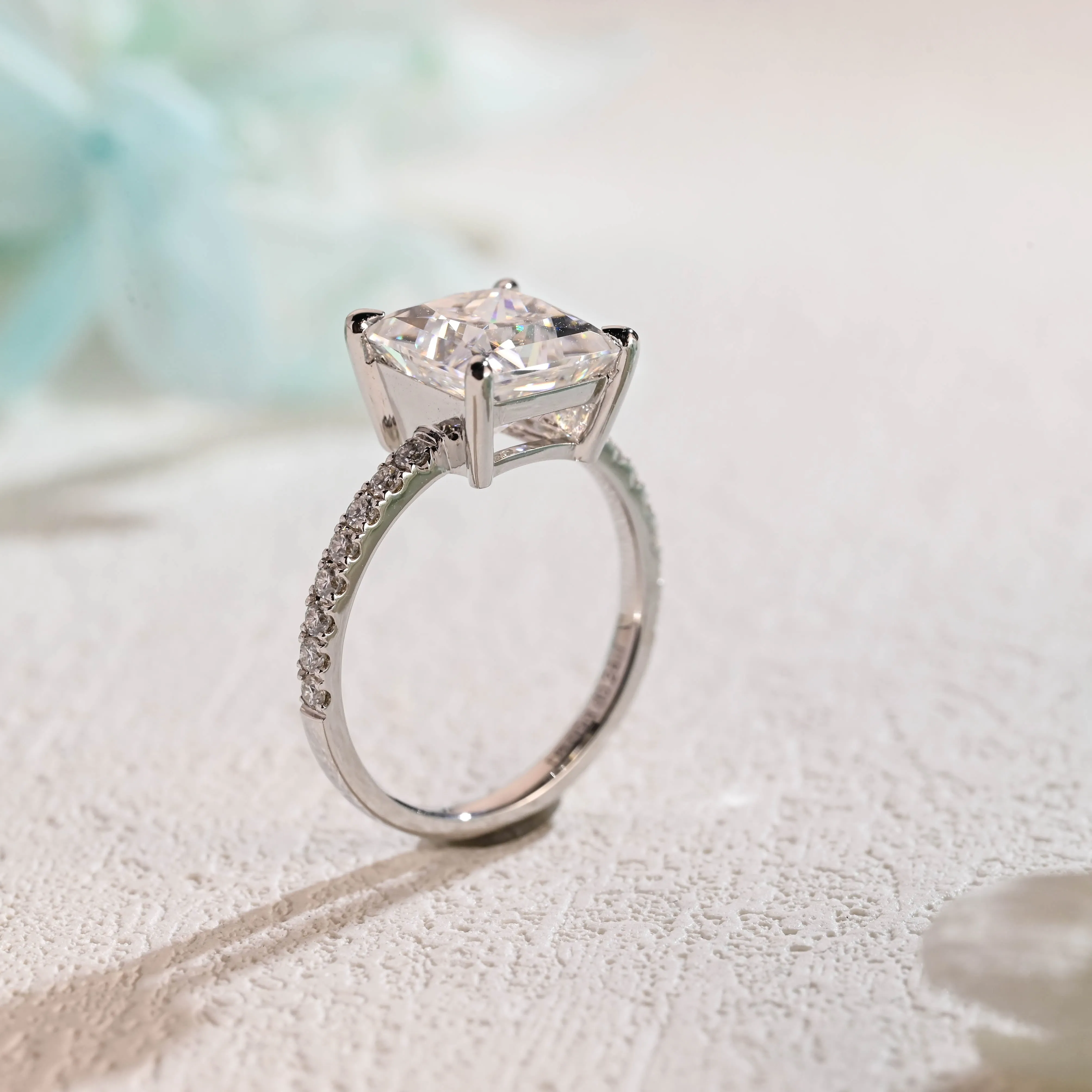 Solid Gold Princess Cut Moissanite Engagement Ring sold by Causyou product image thumbnail 5