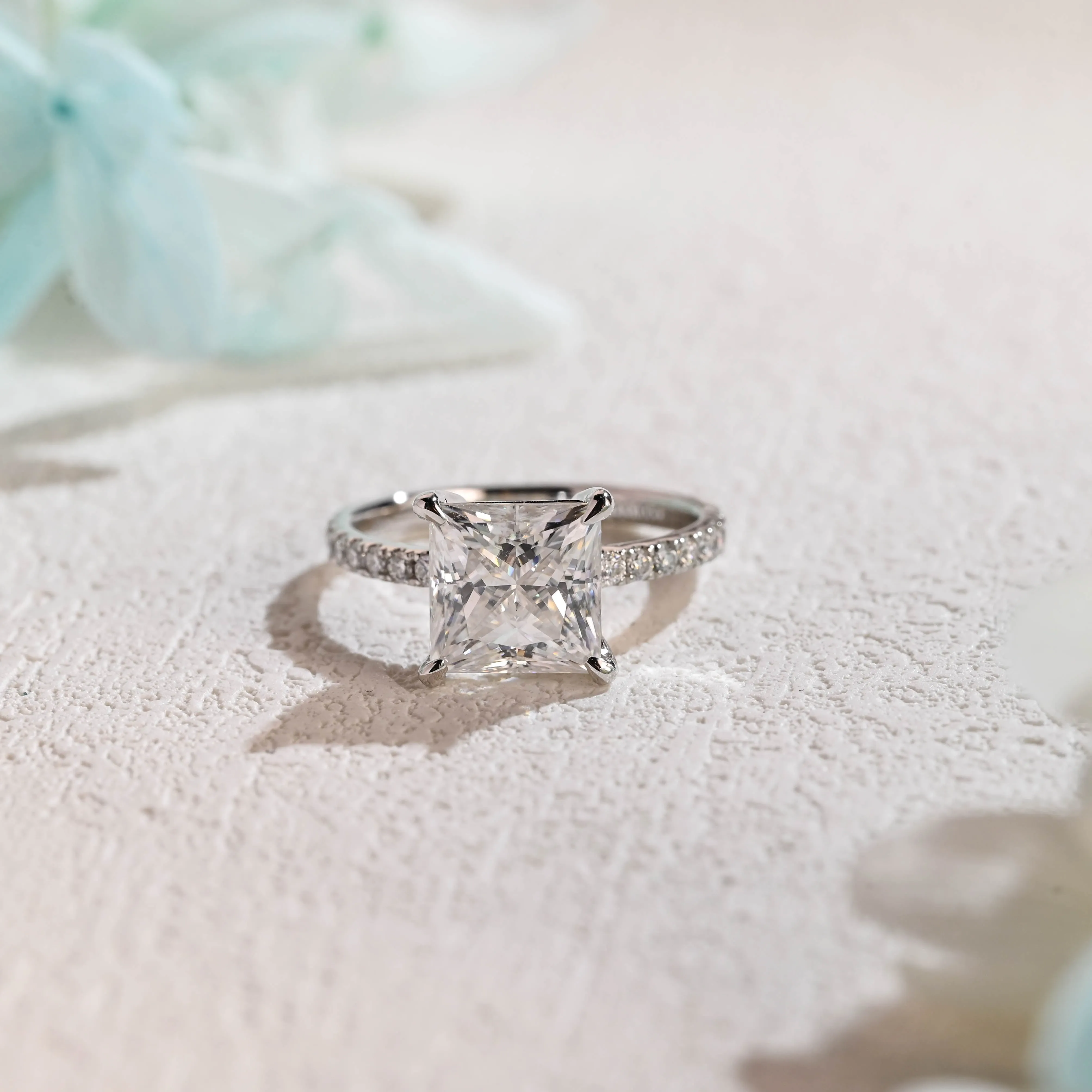 Solid Gold Princess Cut Moissanite Engagement Ring sold by Causyou