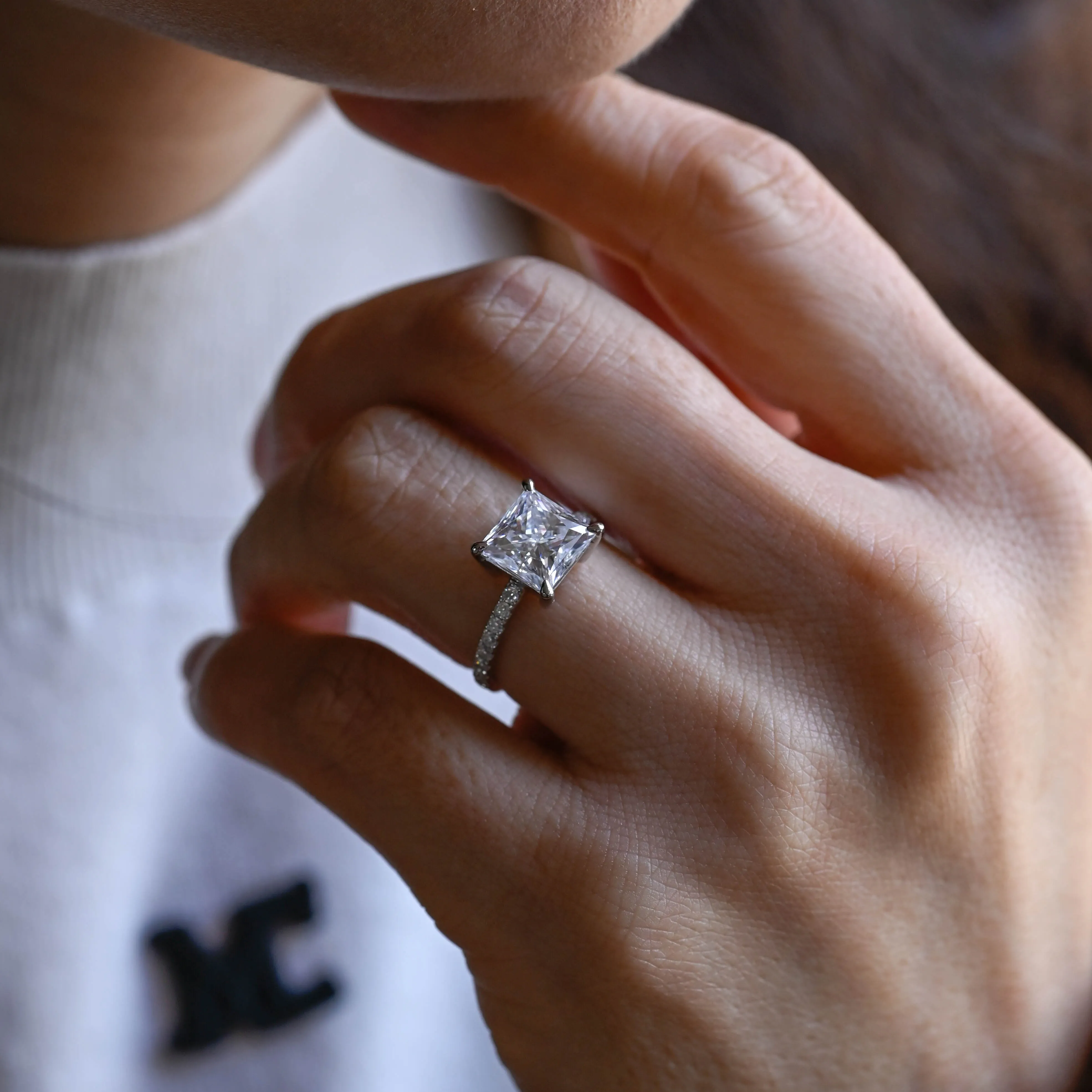 Solid Gold Princess Cut Moissanite Engagement Ring sold by Causyou product image thumbnail 2