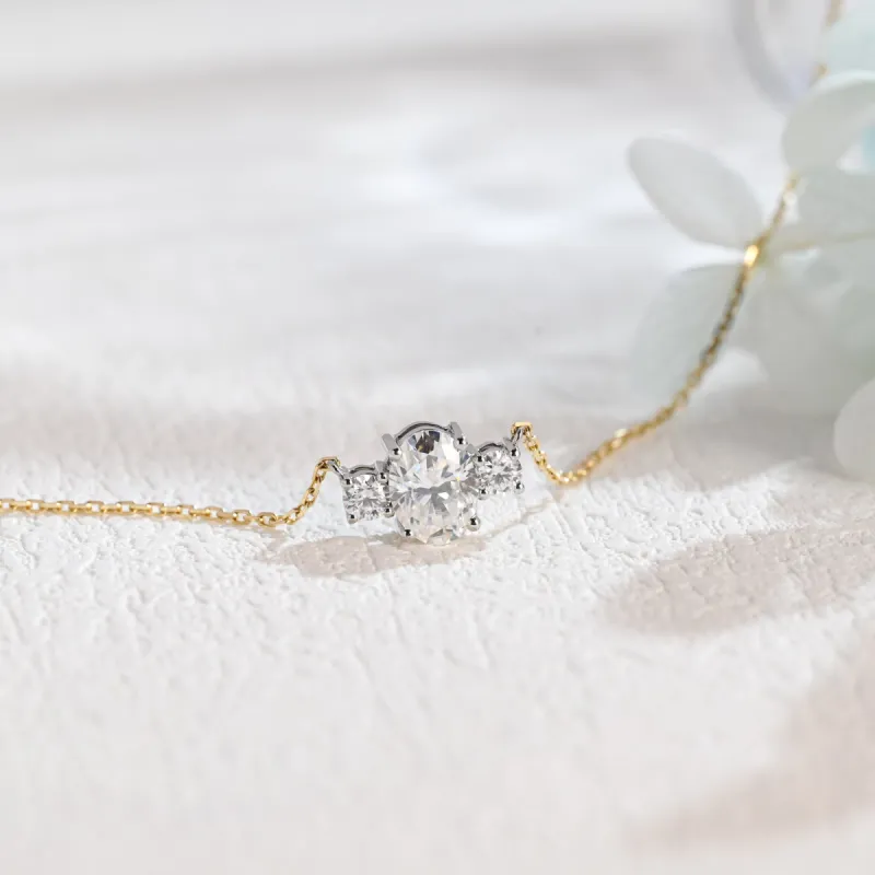 Solid Gold Oval Cut Moissanite Pendant, Wedding Necklace, Anniversary Gift for Women, Wife sold by Causyou