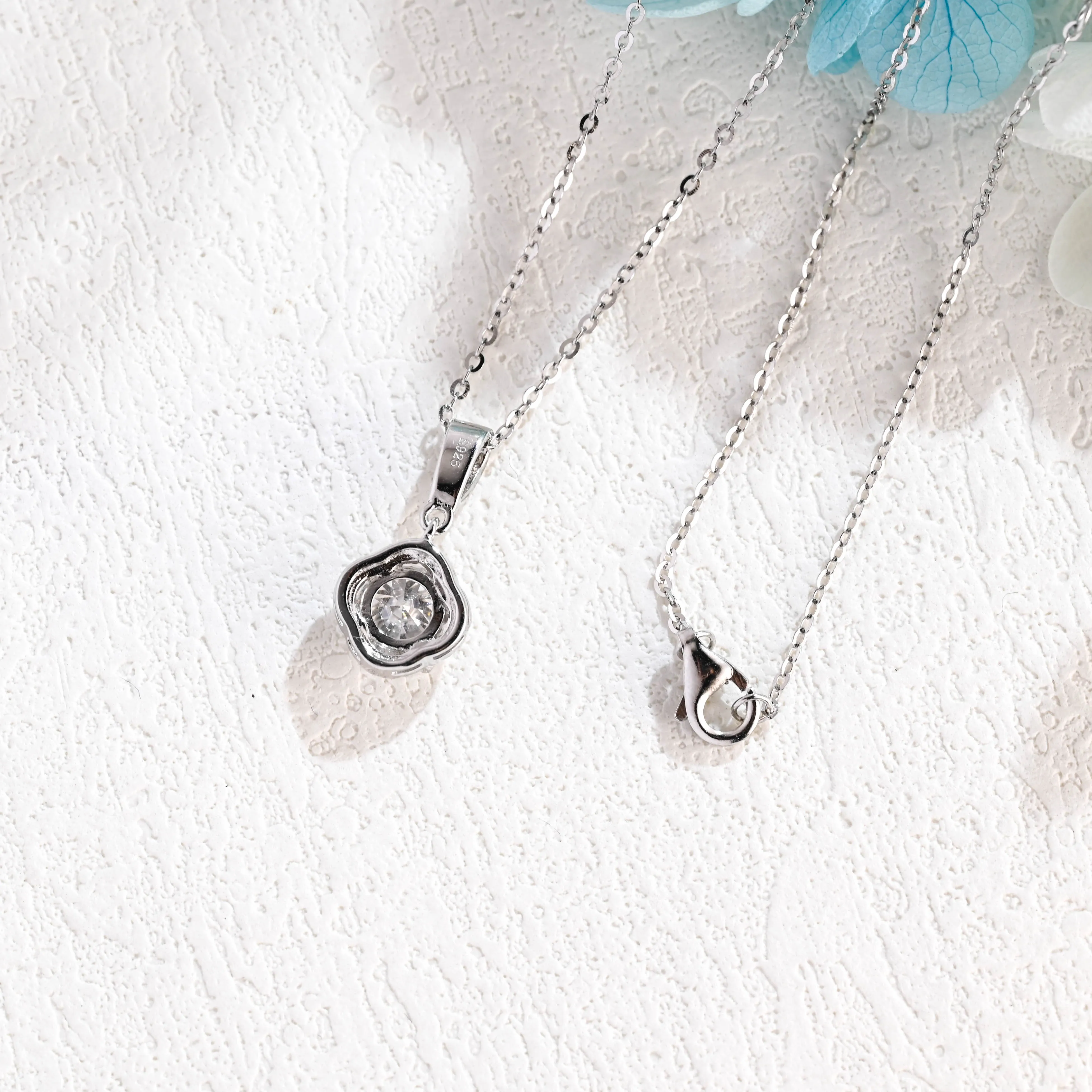 CausYou Solid Gold Halo Round Cut Moissanite Pendant, Minimalist Necklace, Accessories for Women sold by Causyou product image thumbnail 5