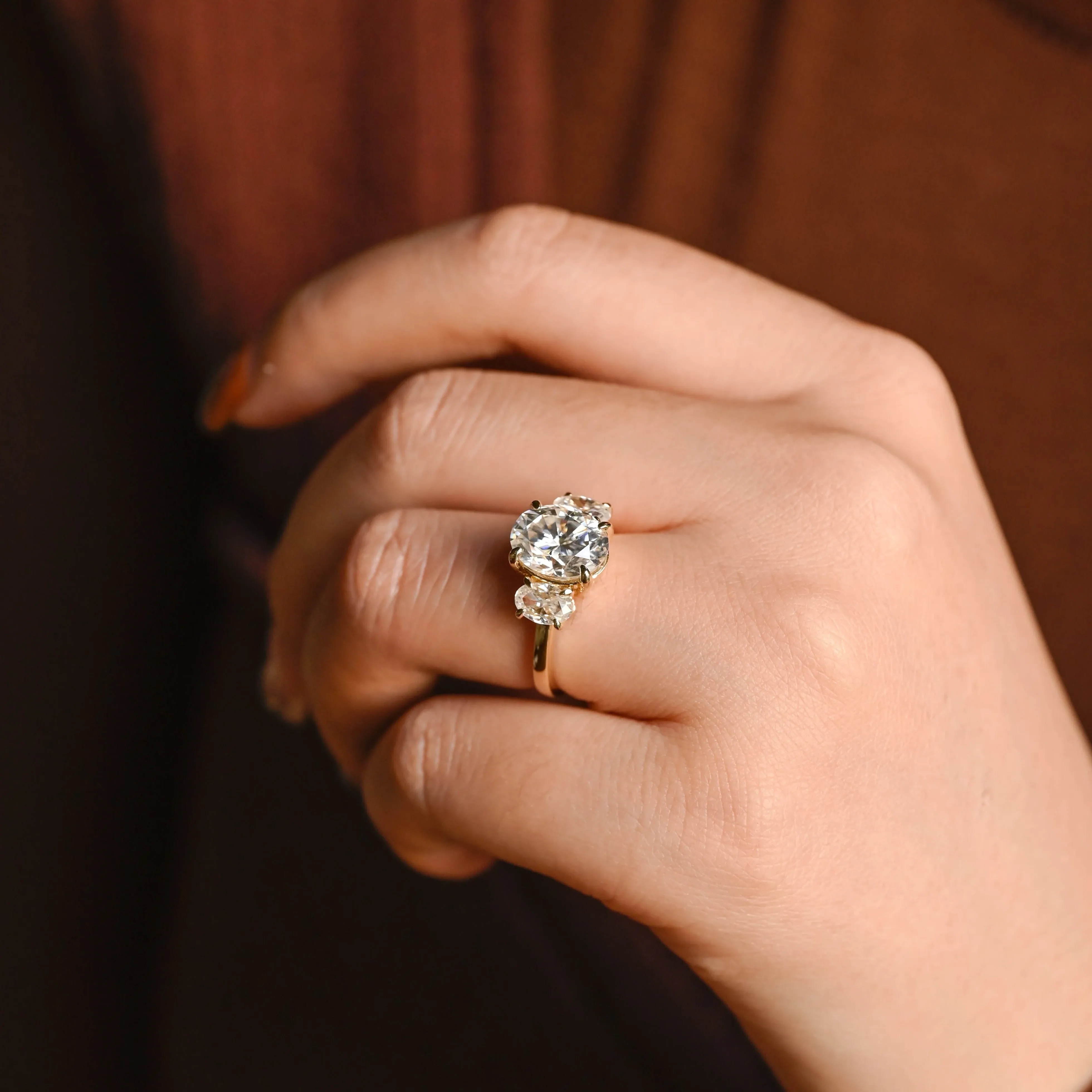 Solid Gold Oval Cut Moissanite Engagement Ring, Promise Ring, Proposal Ring, Gift for Woman sold by Causyou product image thumbnail 3