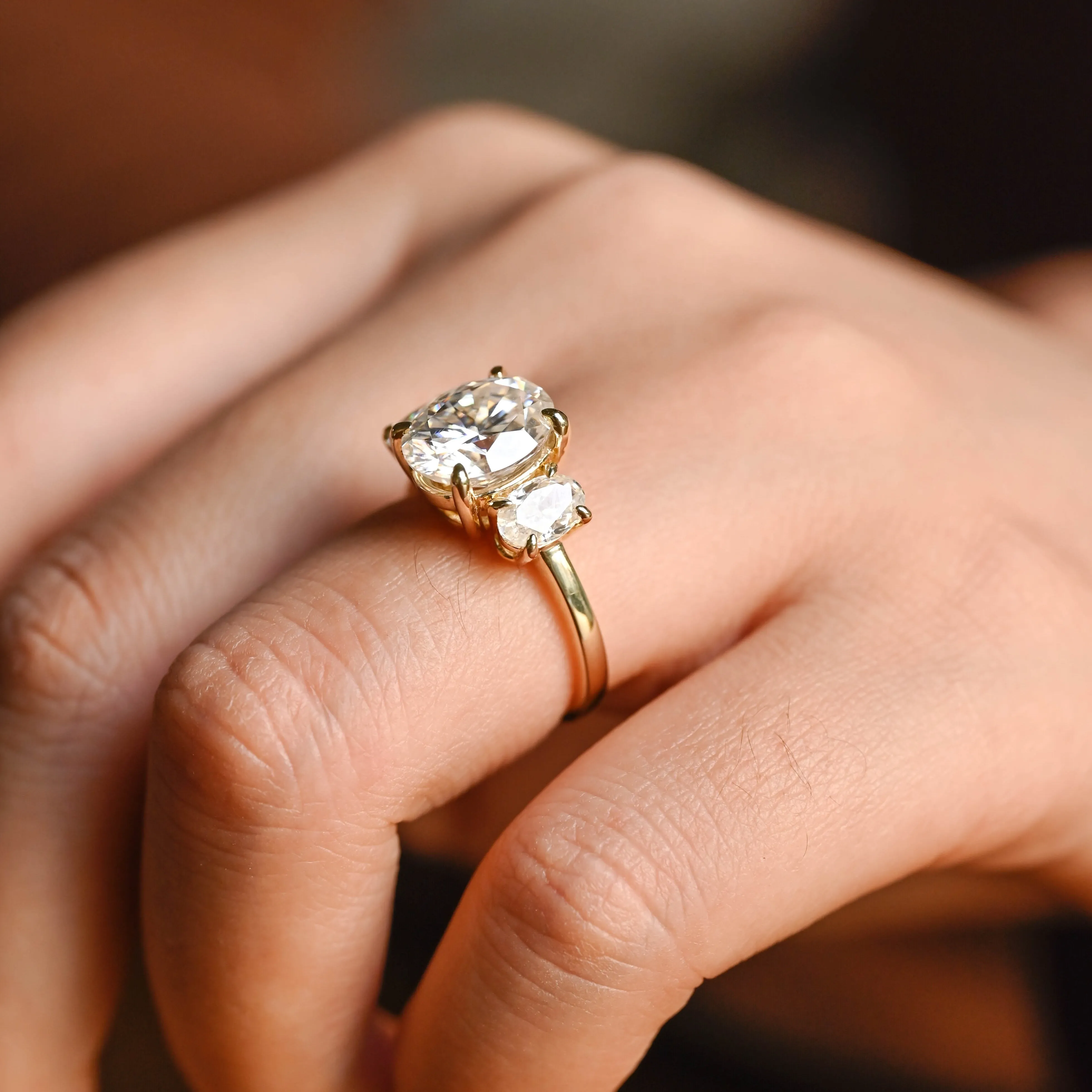 Solid Gold Oval Cut Moissanite Engagement Ring, Promise Ring, Proposal Ring, Gift for Woman sold by Causyou product image thumbnail 4