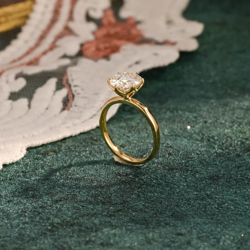 CausYou Solid Gold D/VS1 Tulip Setting Lab Grown Diamond Engagement Ring, Round Cut Wedding Bridal Ring sold by Causyou