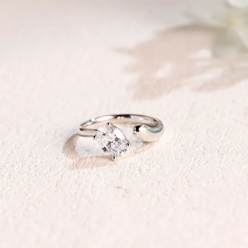 Solid Gold Open Cuff Oval Cut Moissanite Engagement Ring, 3.5mm Width Thick Minimalist Proposal Ring sold by Causyou