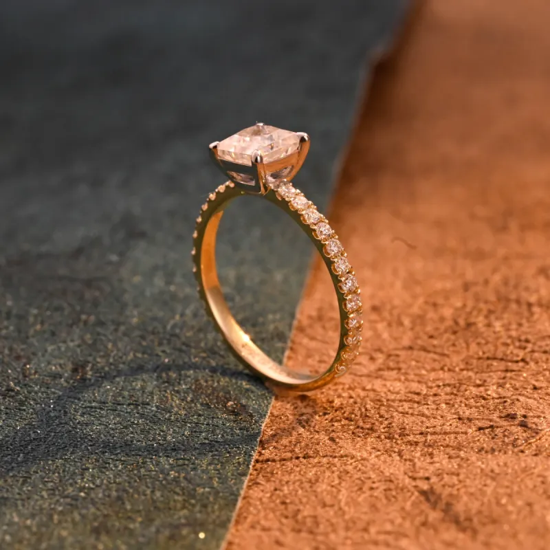 CausYou Solid Gold D/VS1 Two Tone Princess Cut Lab Grown Diamond Engagement Ring, Pave Wedding Bridal Ring sold by Causyou