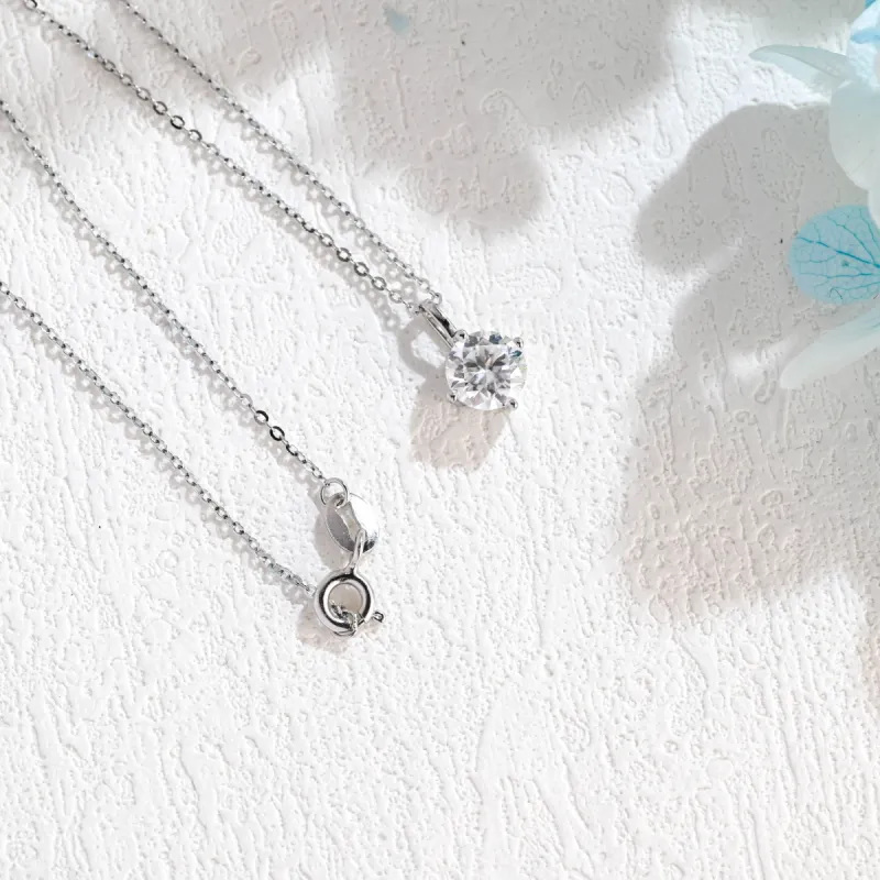 Solid Gold Round Cut Moissanite Pendant, Wedding Necklace, Anniversary Gifts for Women, Wife sold by Causyou