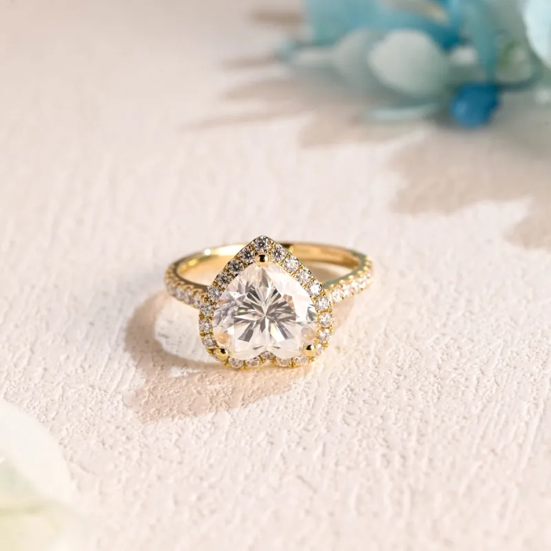 Solid Gold Heart Cut Moissanite Engagement Ring, Wedding Ring, Promise Ring, Gift for Women, Wife sold by Causyou