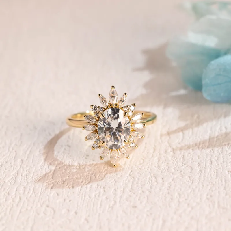 Solid Gold Oval Cut Moissanite Engagement Ring, Promise Ring, Proposal Ring, Gift for Women Wife sold by Causyou