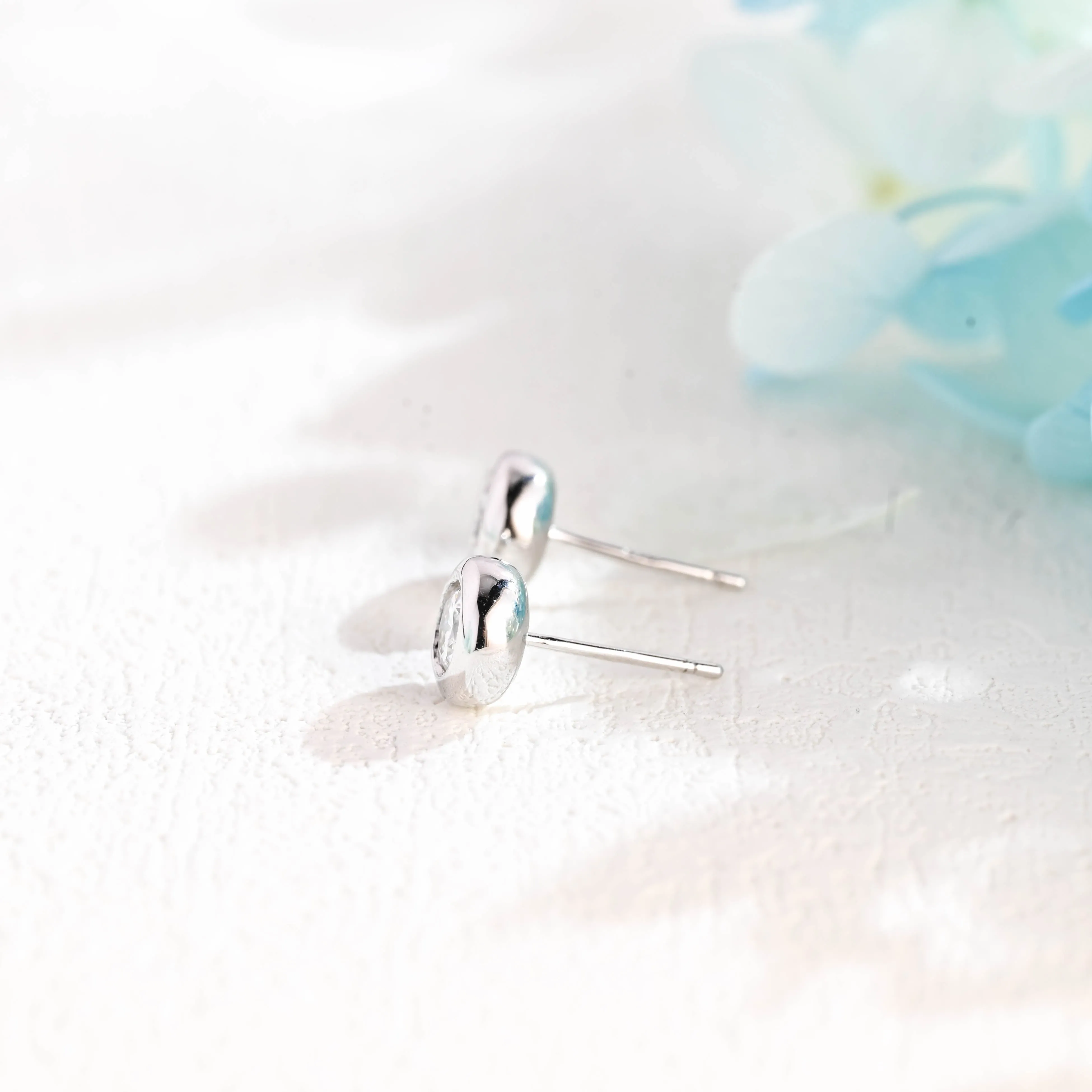 CausYou Solid Gold Bezel Round Cut Moissanite Earrings, Dainty Studs Accessories for Women Wife sold by Causyou product image thumbnail 5