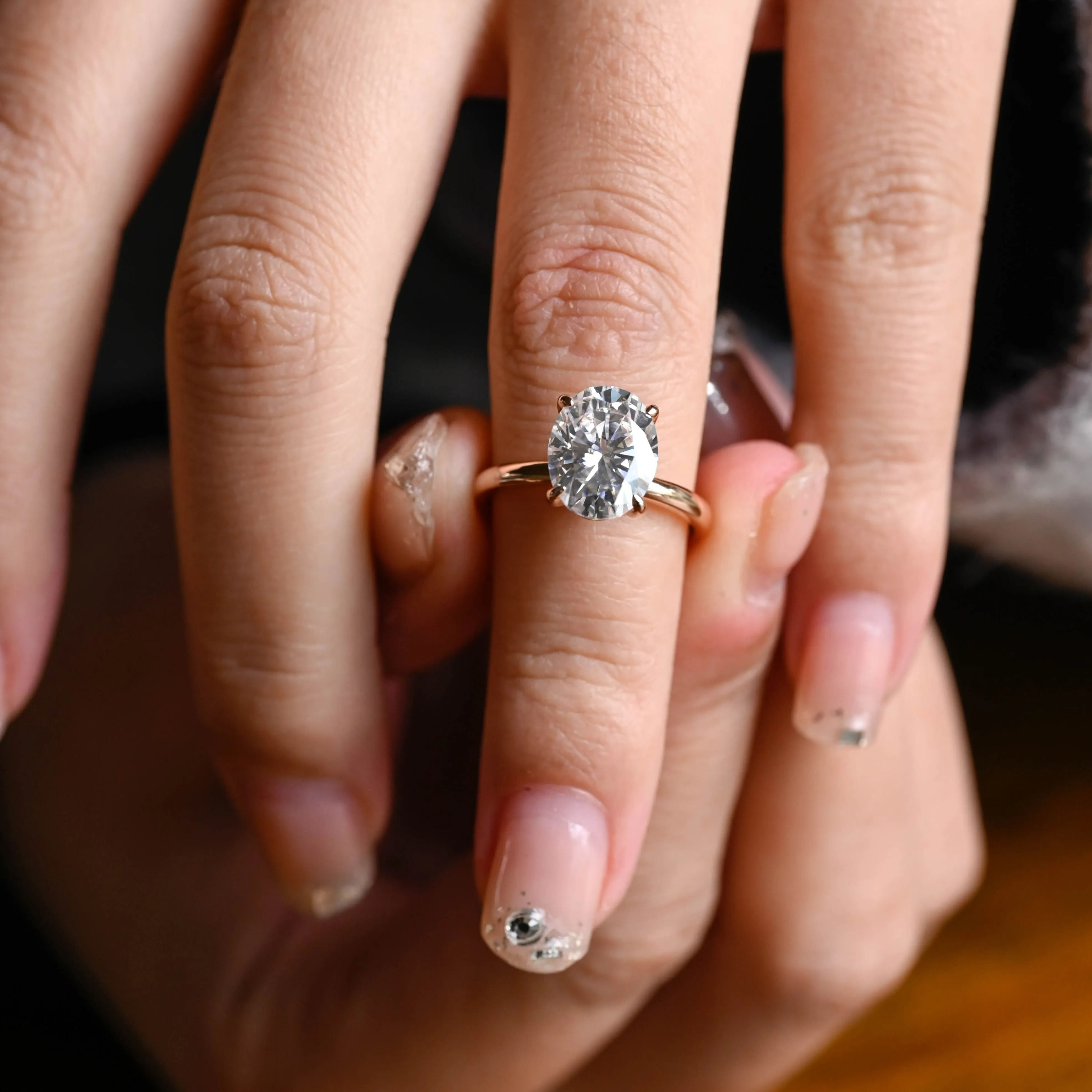 CausYou Custom Order Solitaire Oval Moissanite Engagement Ring, Classic Oval Wedding Ring, Simple Solid Gold Ring, Oval Cut Anniversary Ring sold by Causyou product image thumbnail 4