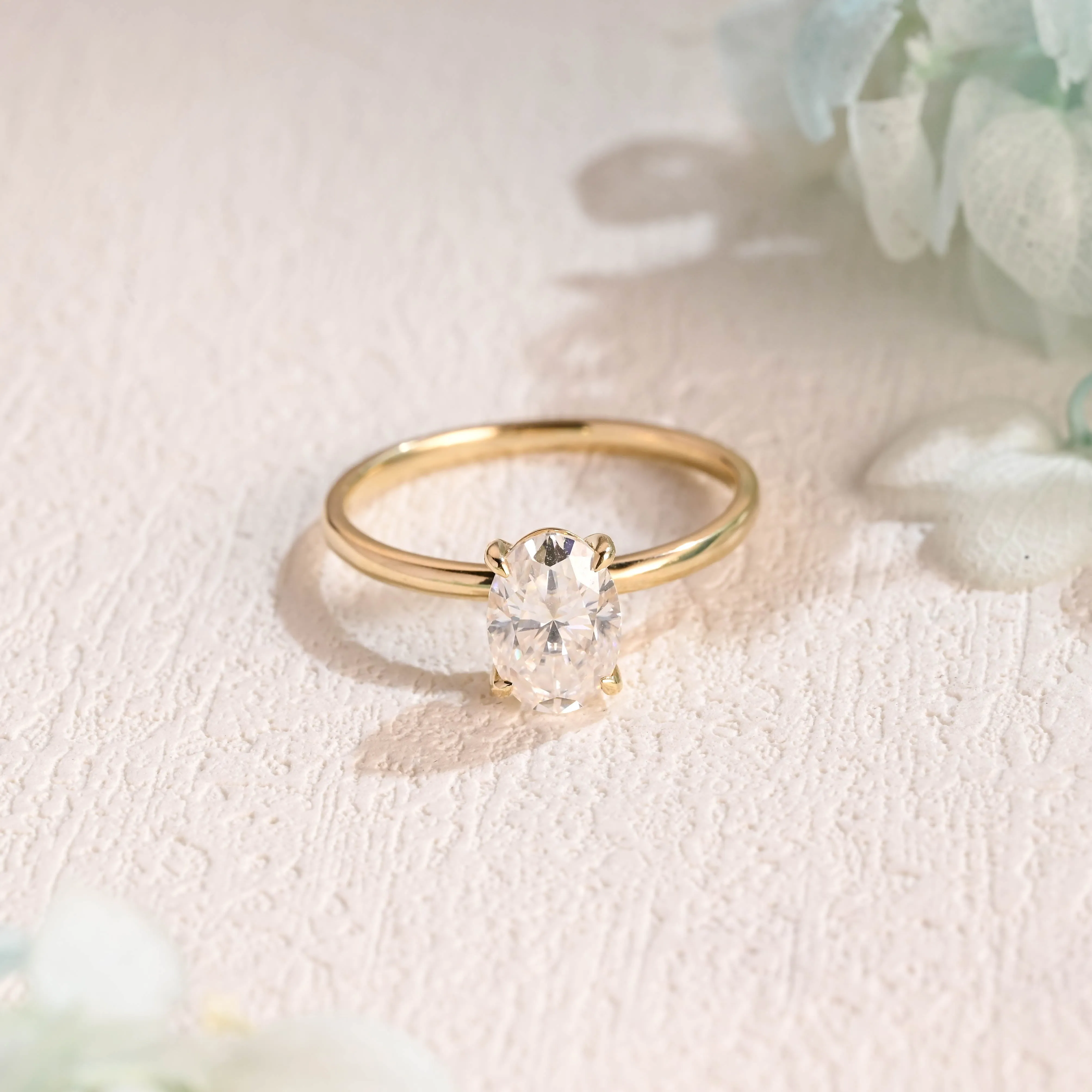 CausYou Custom Order Solitaire Oval Moissanite Engagement Ring, Classic Oval Wedding Ring, Simple Solid Gold Ring, Oval Cut Anniversary Ring sold by Causyou product image thumbnail 2