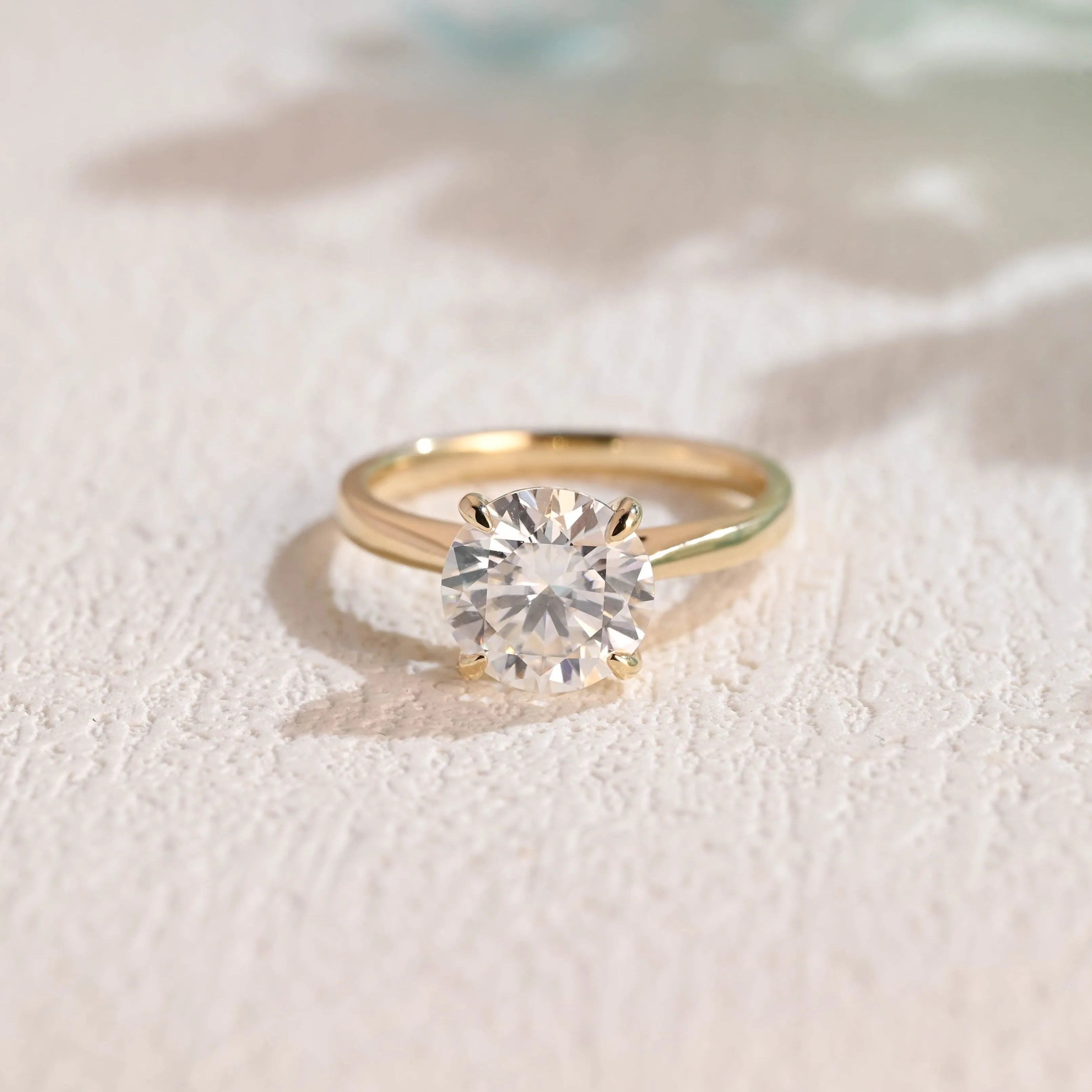 Solid Gold Round Cut Moissanite Engagement Ring, Cathedral Setting Promise Ring, Proposal Ring, Gift for Women Wife sold by Causyou product image thumbnail 5