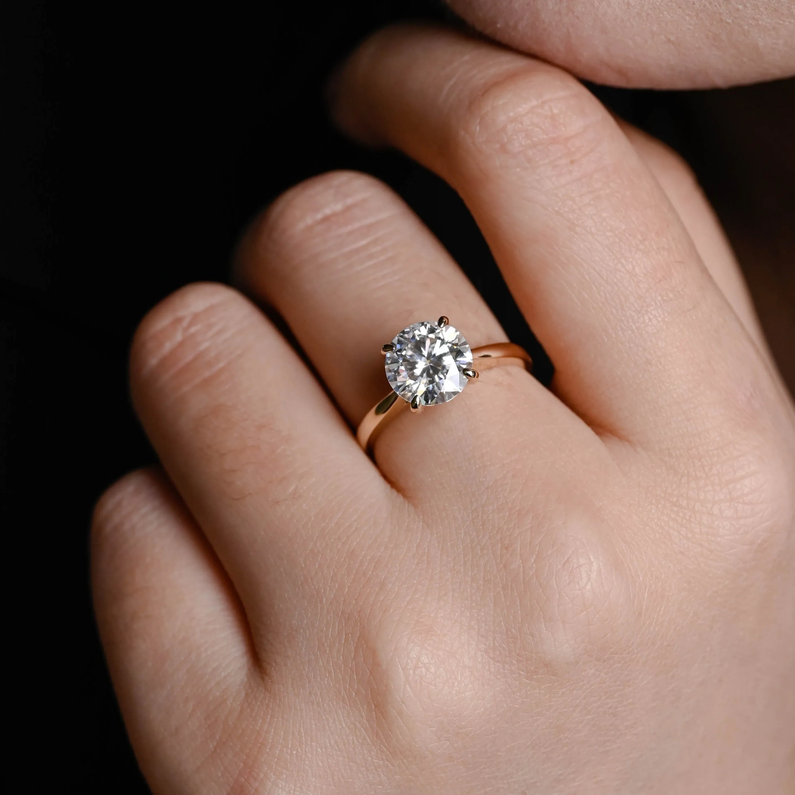Solid Gold Round Cut Moissanite Engagement Ring, Cathedral Setting Promise Ring, Proposal Ring, Gift for Women Wife sold by Causyou product image thumbnail 4