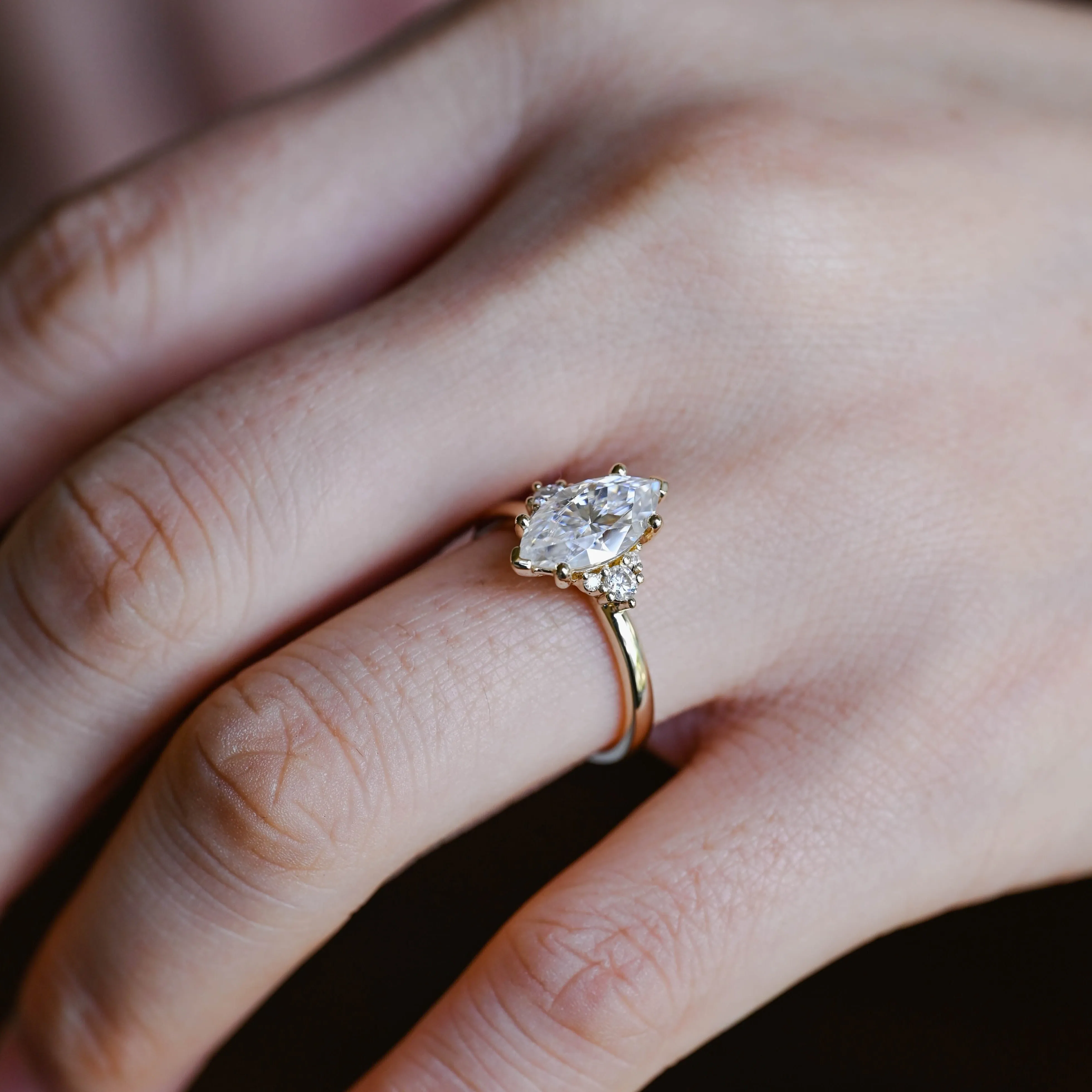 CausYou Solid Gold Marquise Cut Moissanite Engagement Ring sold by Causyou product image thumbnail 2