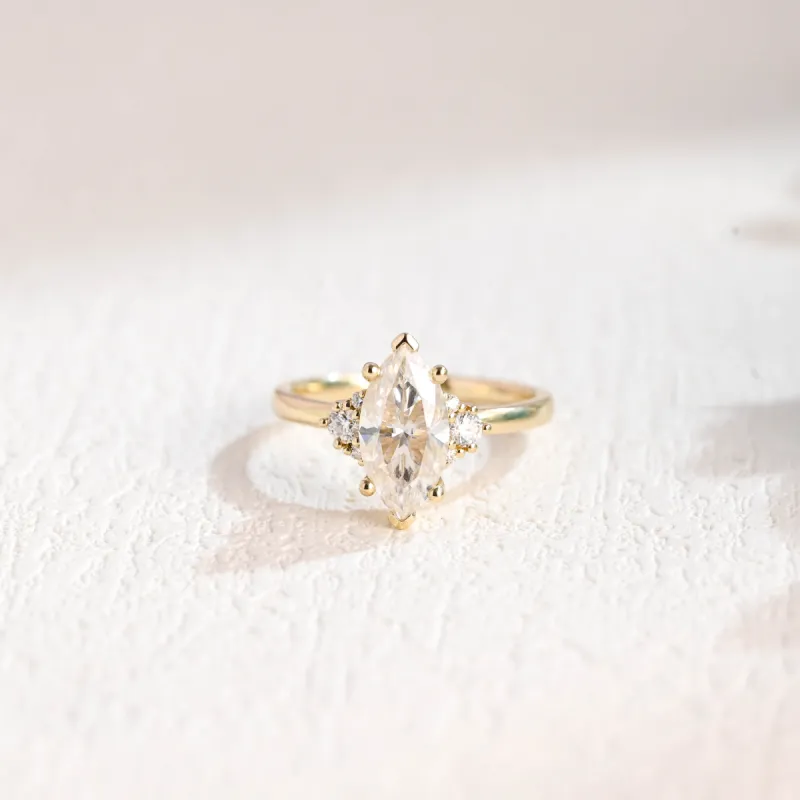 CausYou Solid Gold Marquise Cut Moissanite Engagement Ring sold by Causyou